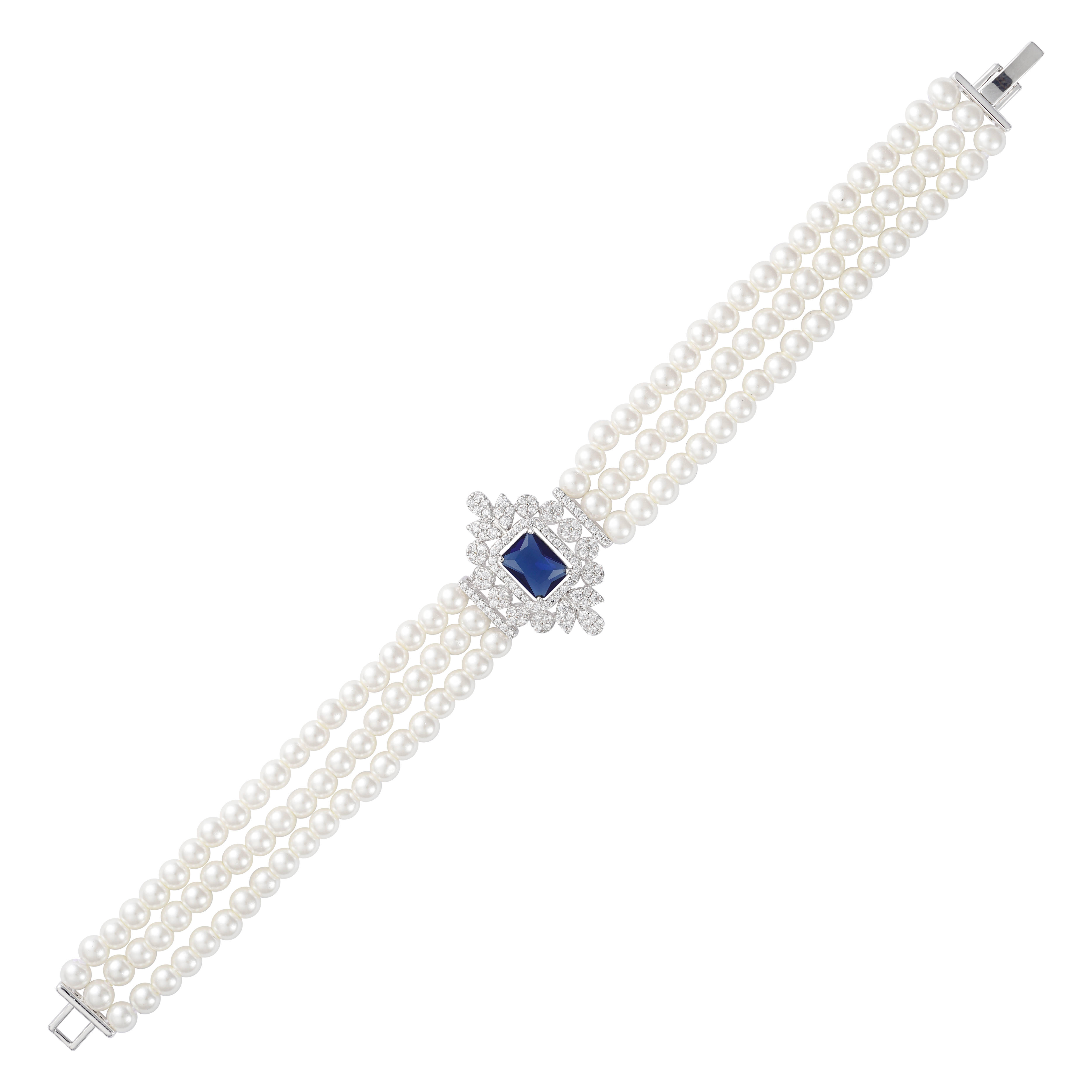طقم لؤلؤ شرقي حديث - Silver Dark Blue - 0 image 5