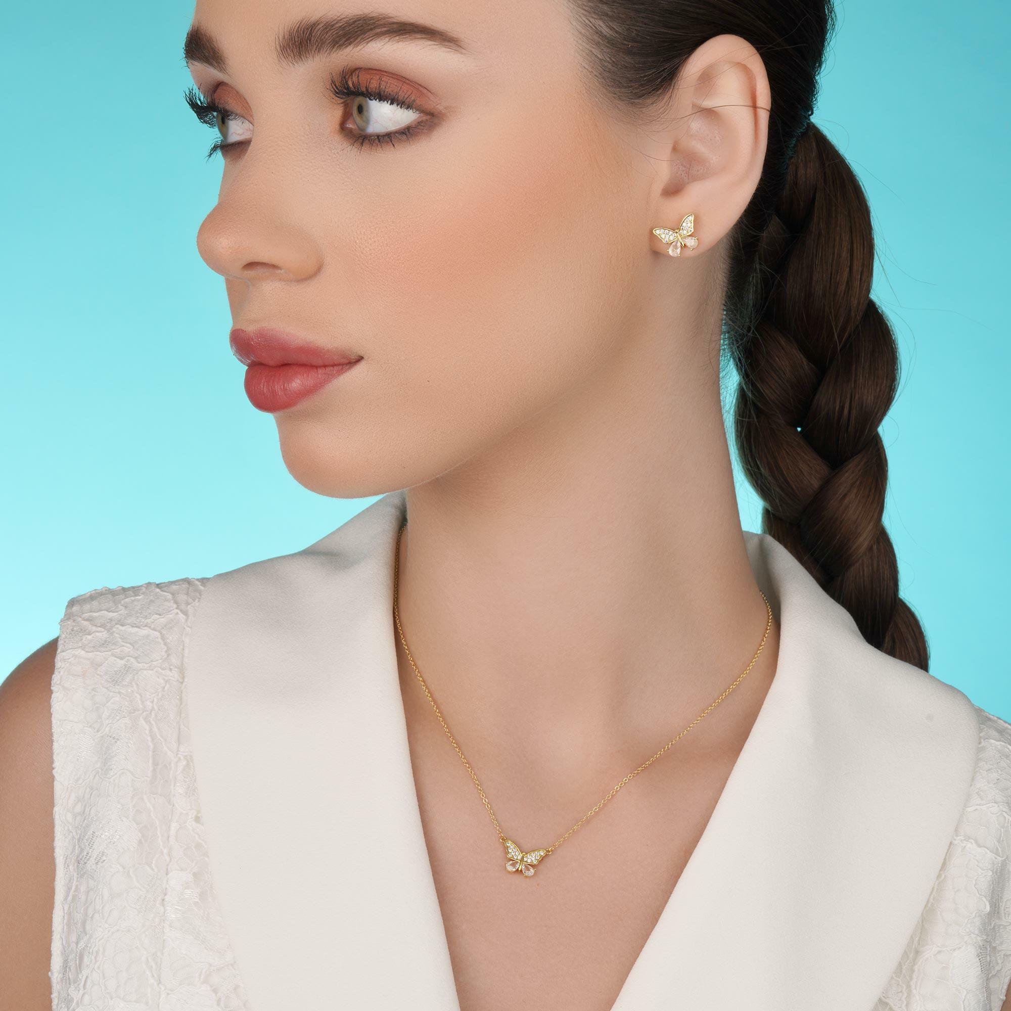 سلسال و حلق فراشة كريستال image 0