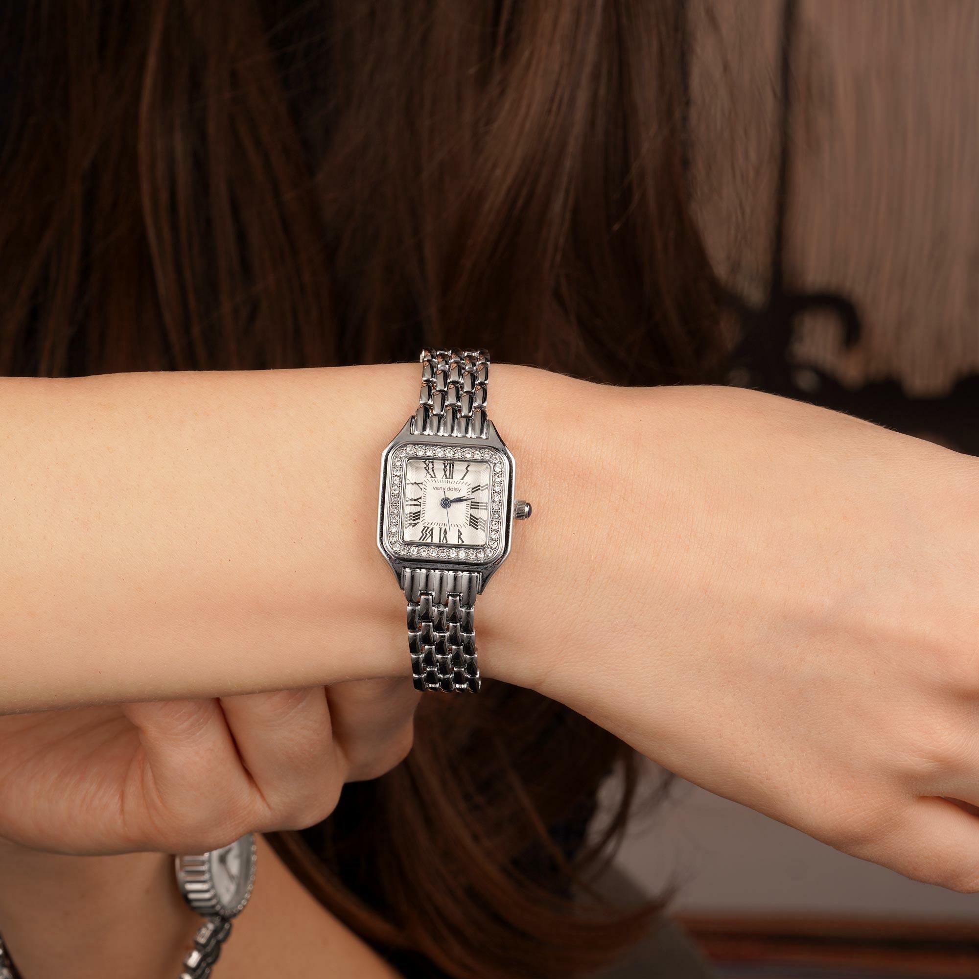 Silver Toned Octagonal Veny Dolsy Watch image 0