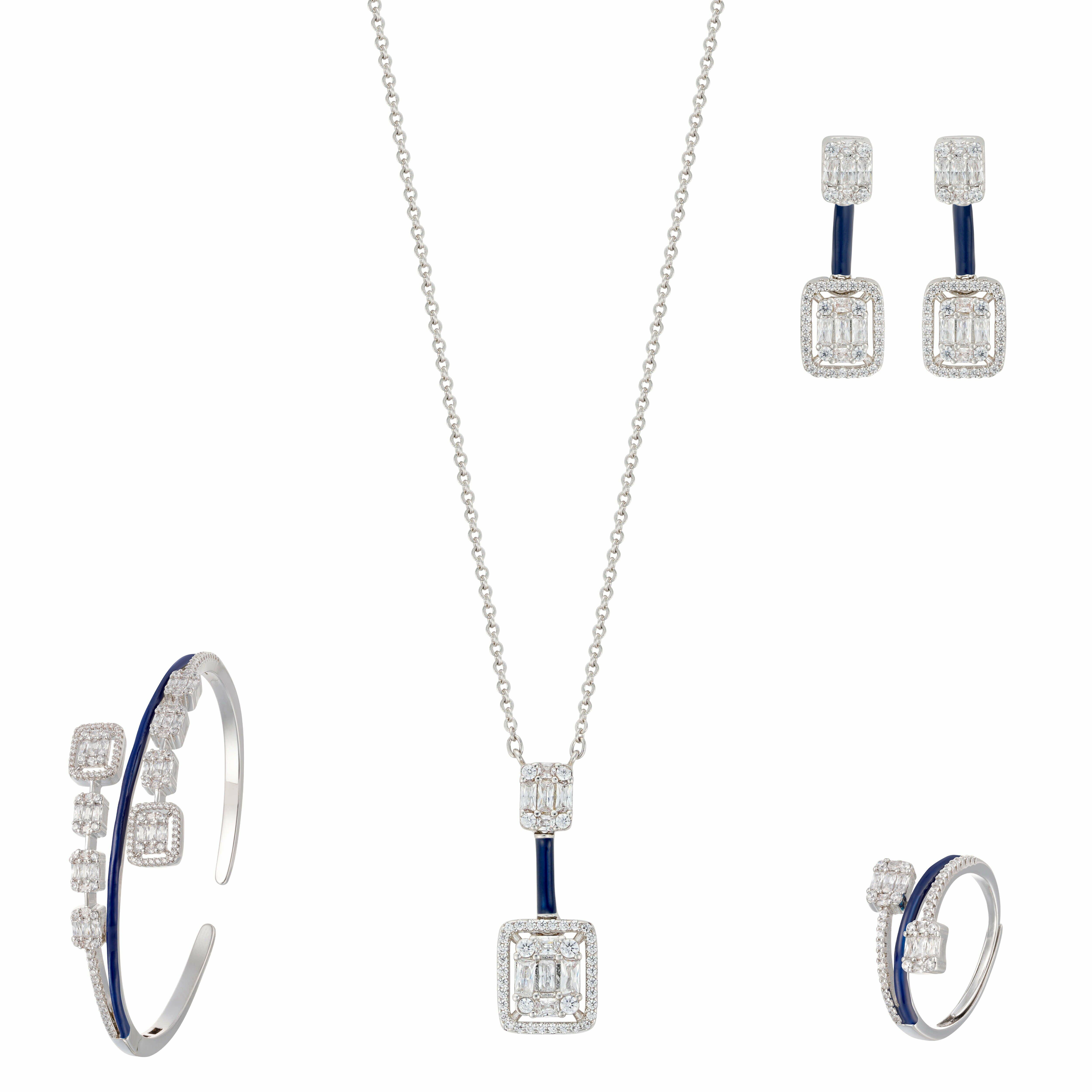 طقم أ - Silver Dark Blue - 0 image 0