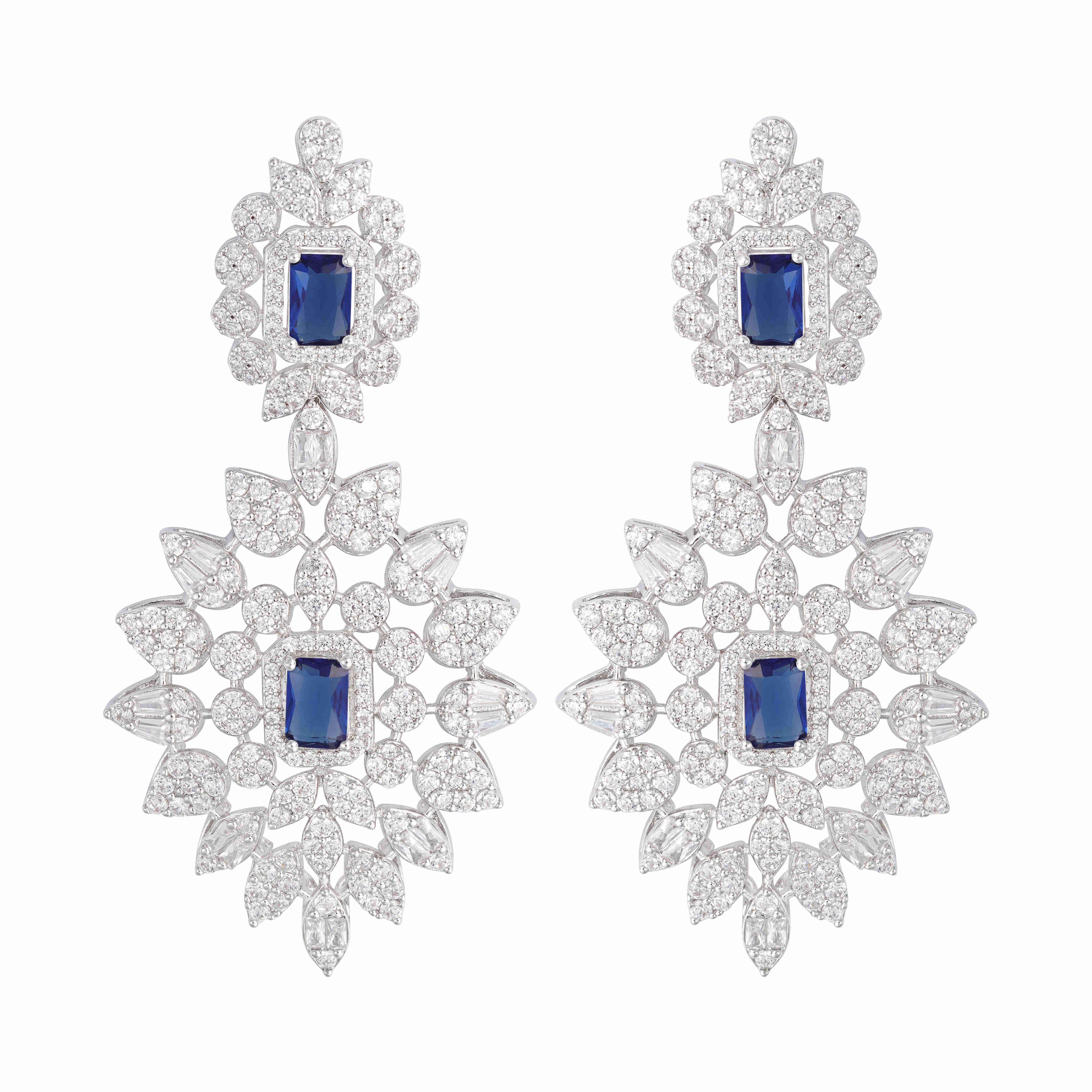 طقم لؤلؤ شرقي حديث - Silver Dark Blue - 0 image 2