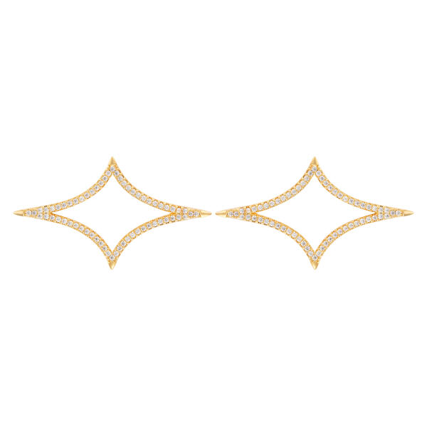 أقراط مرصّعة بتصميم نجمي هندسي image 0