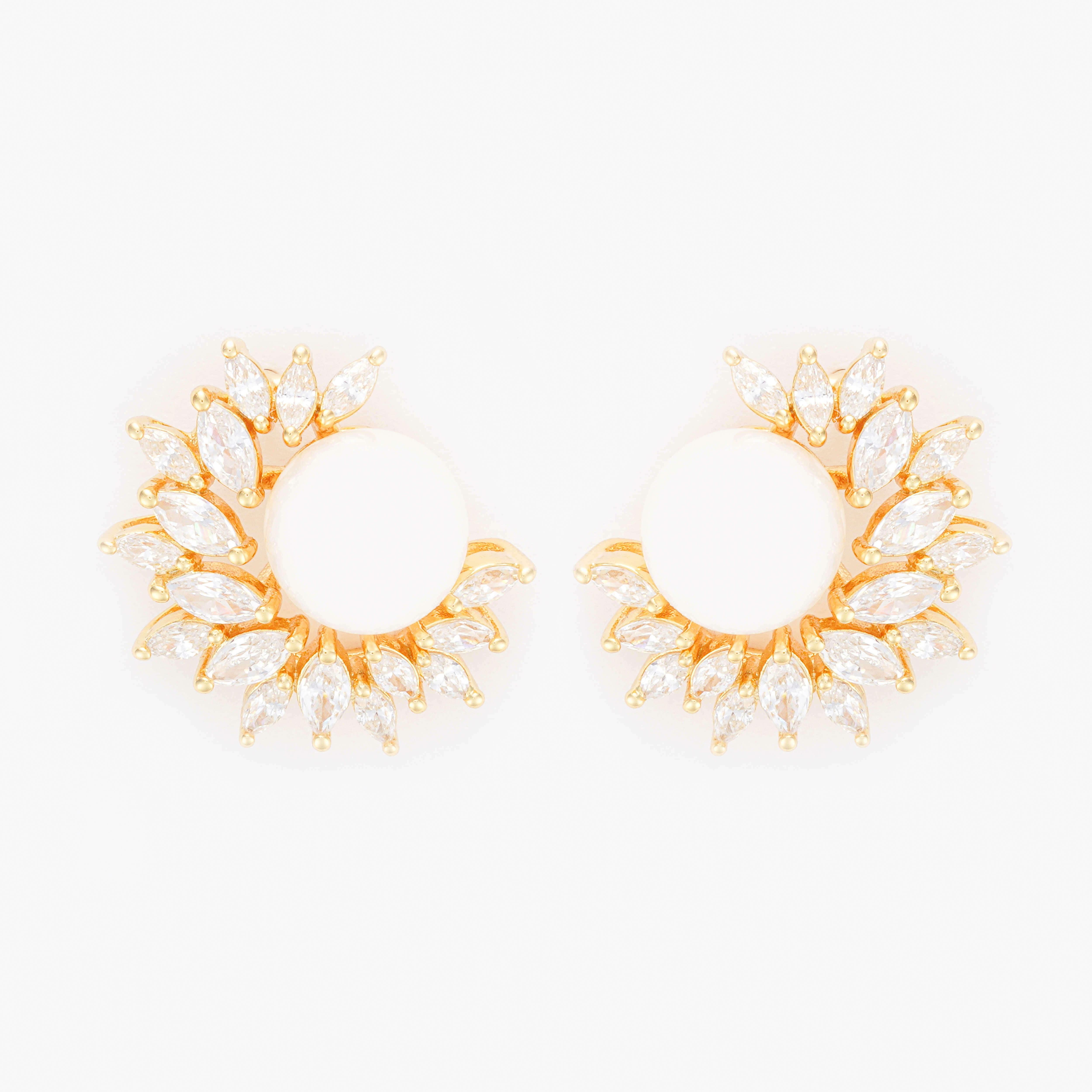 Gold plated Pear C Hoop Earring image 0