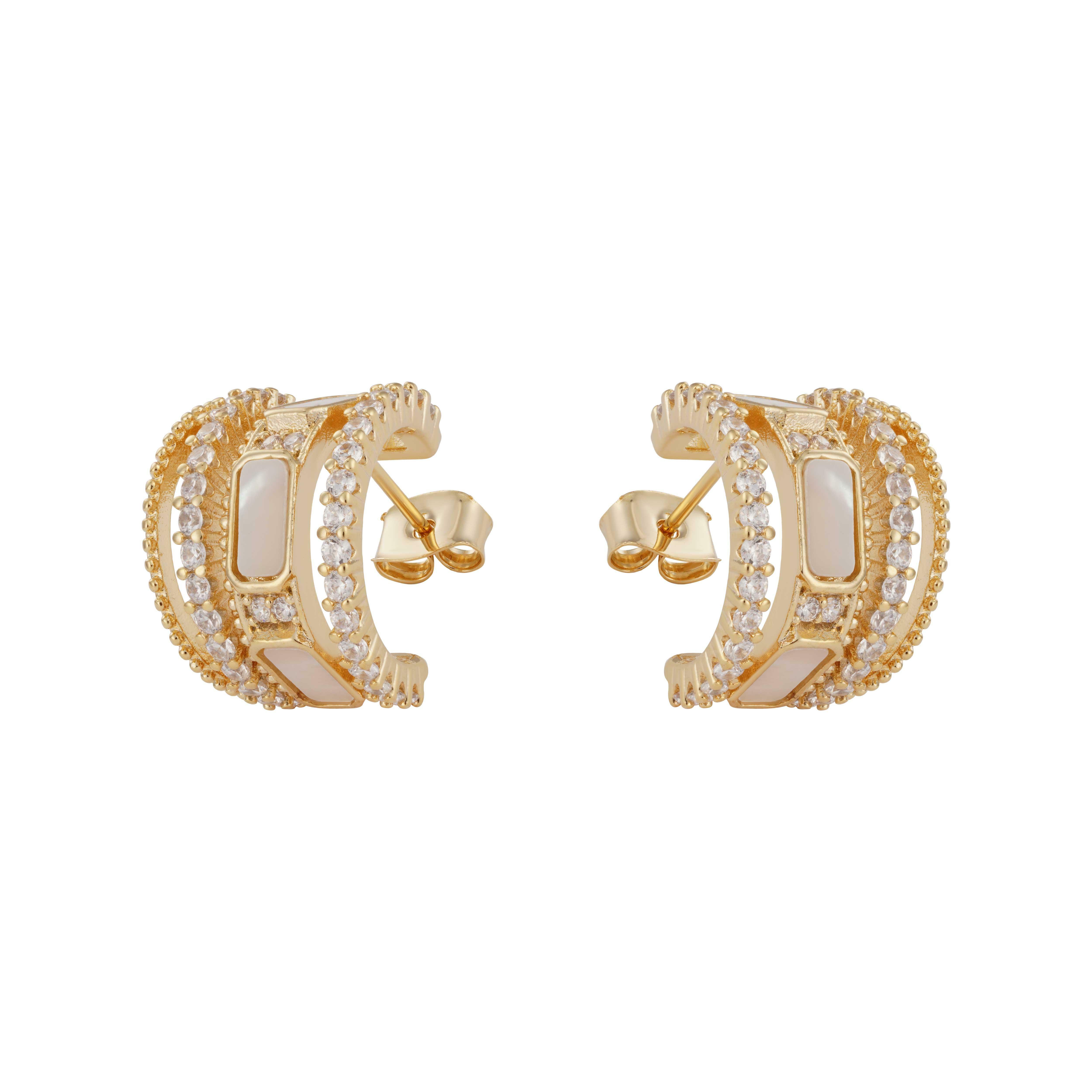 Gold Toned Ceramic Earrings image 0