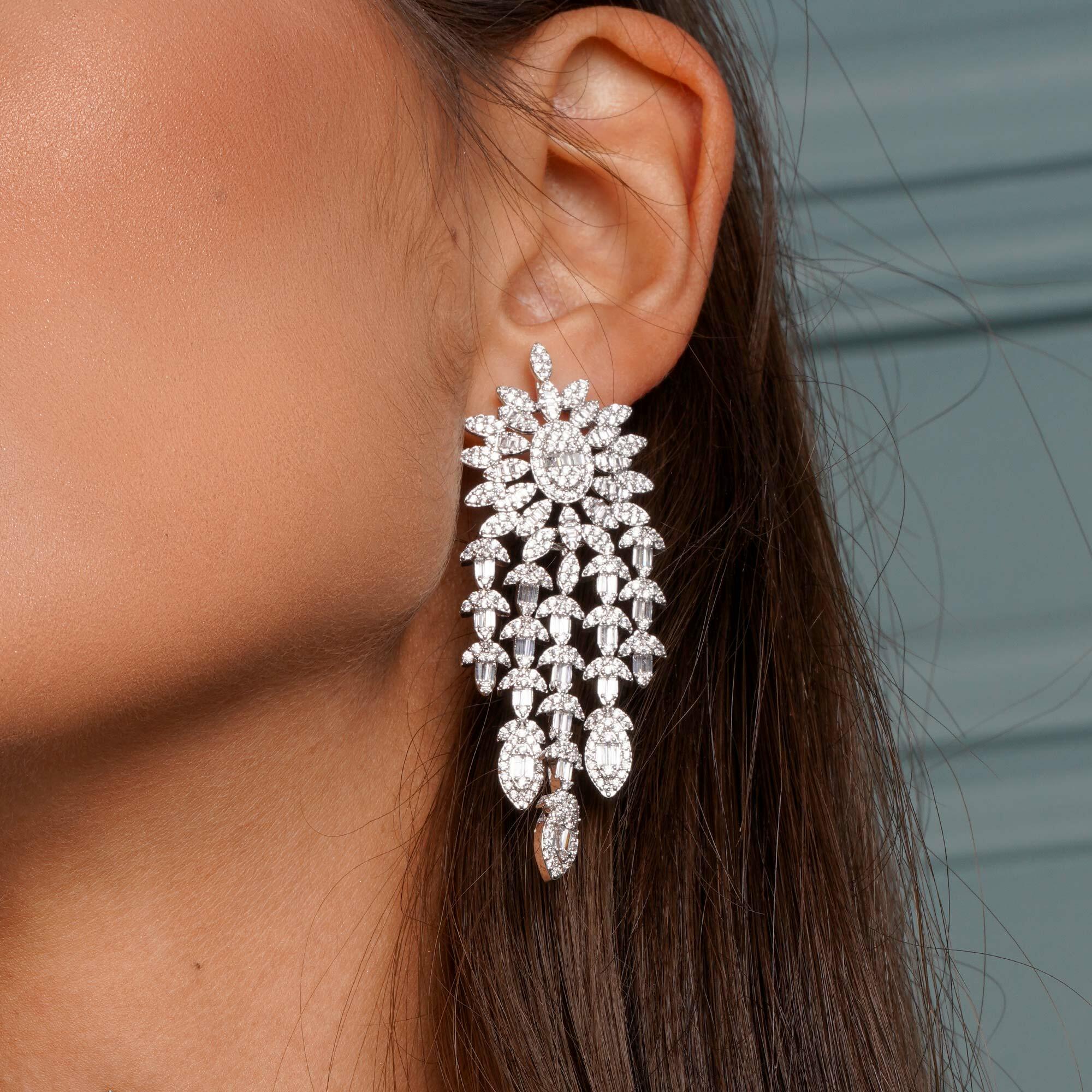 أقراط زيركون ناعم فضي image 2