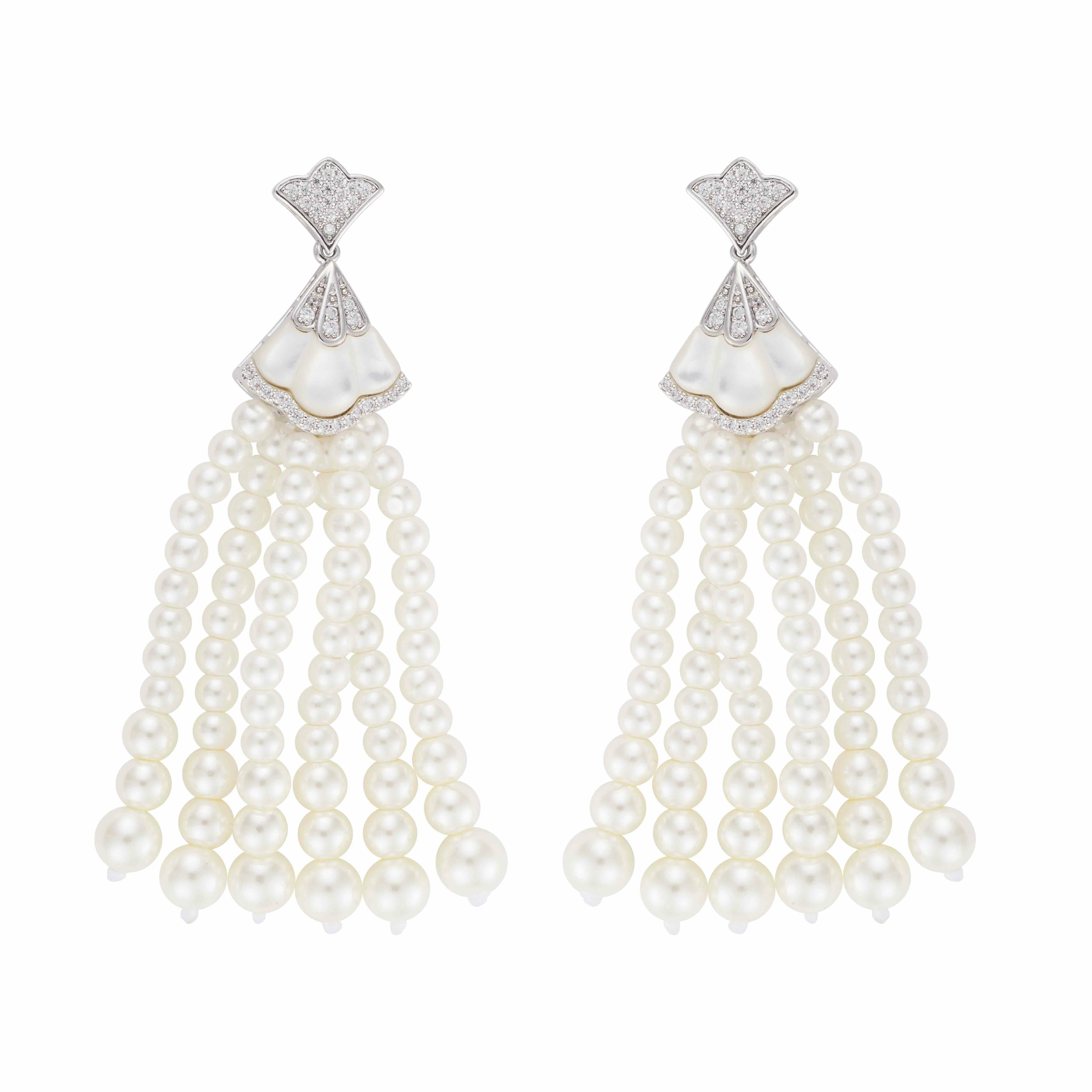 Silver Toned Pearl Earrings-White image 0