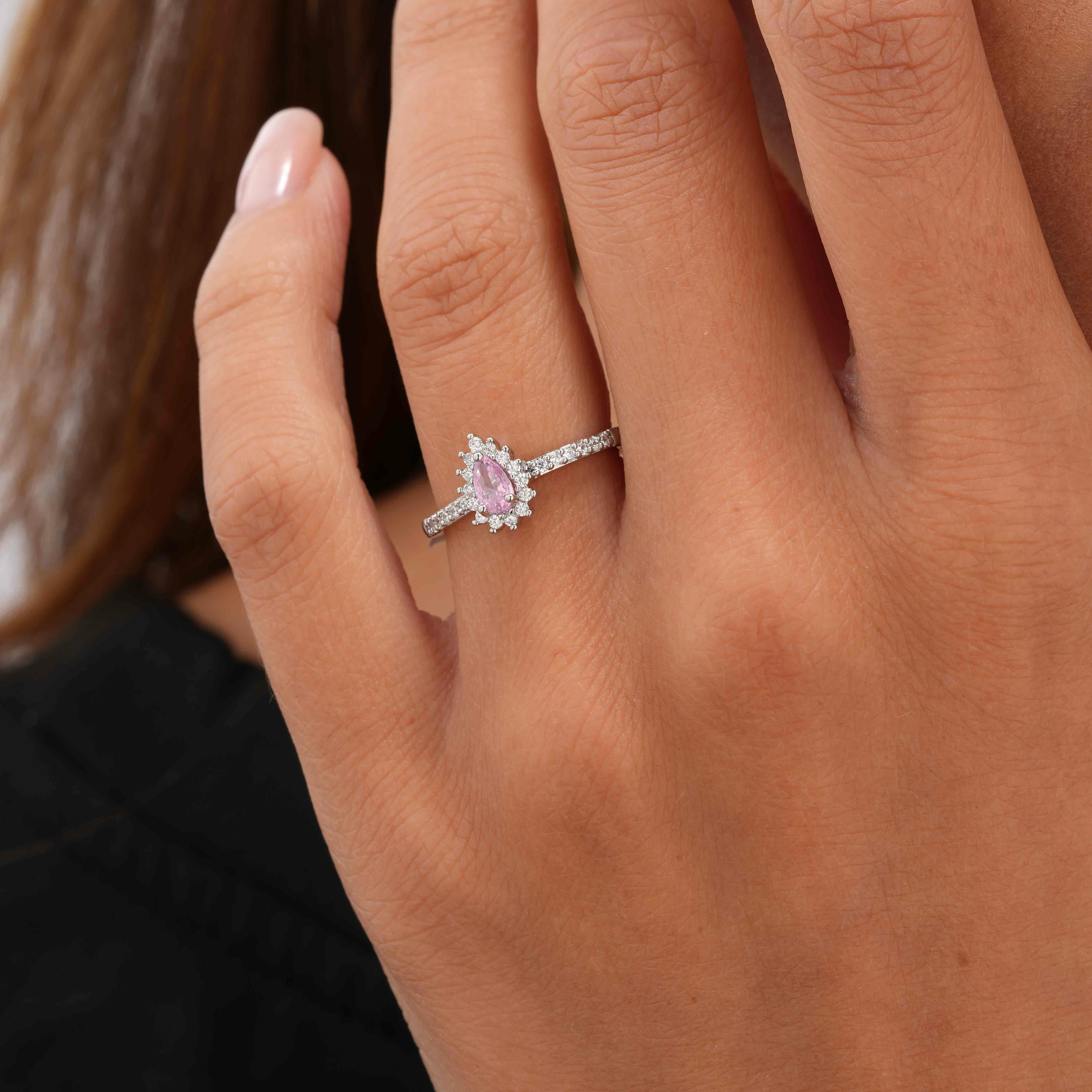 Silver Toned Pear Ring image 7