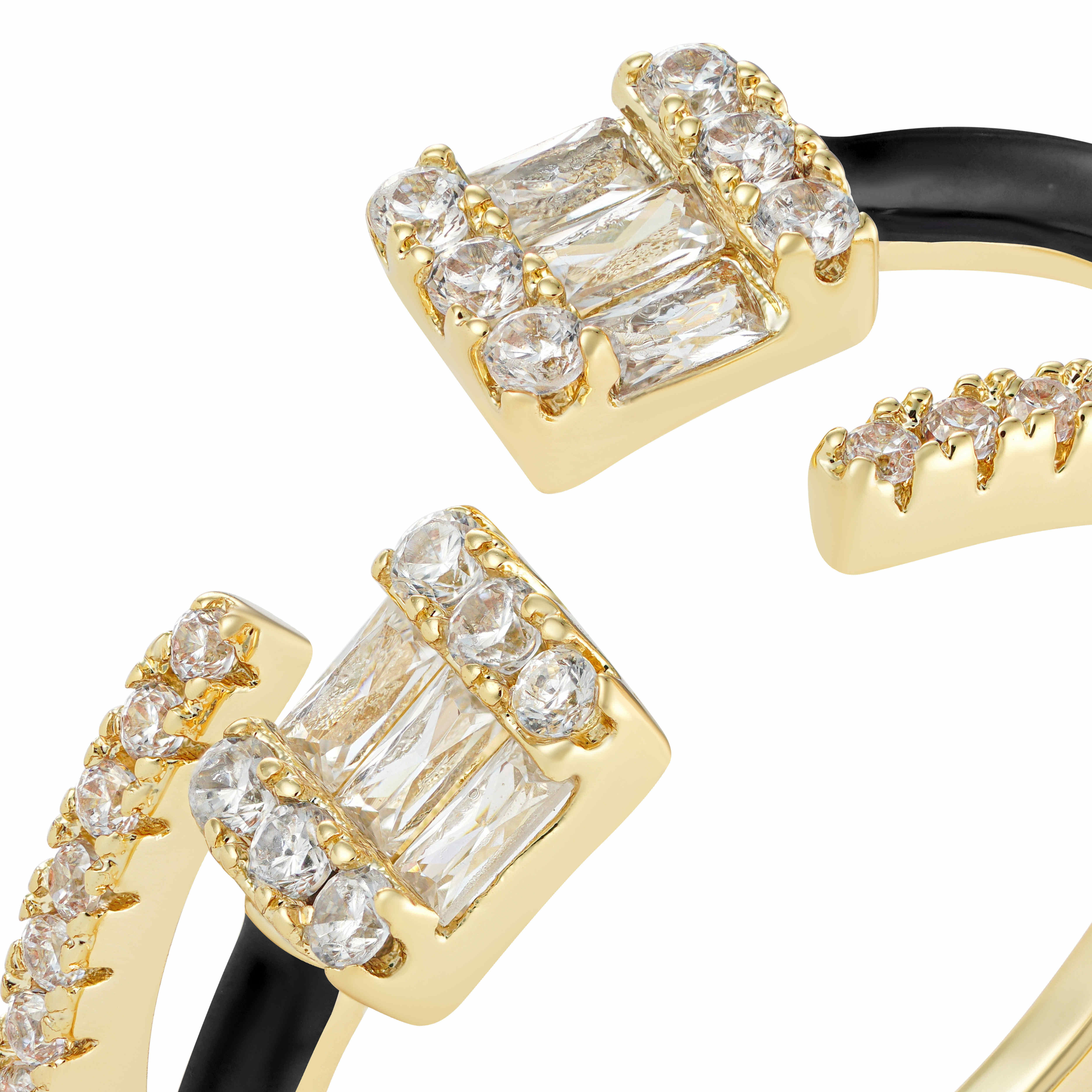 Gold Toned Emerald Ring-Black image 1