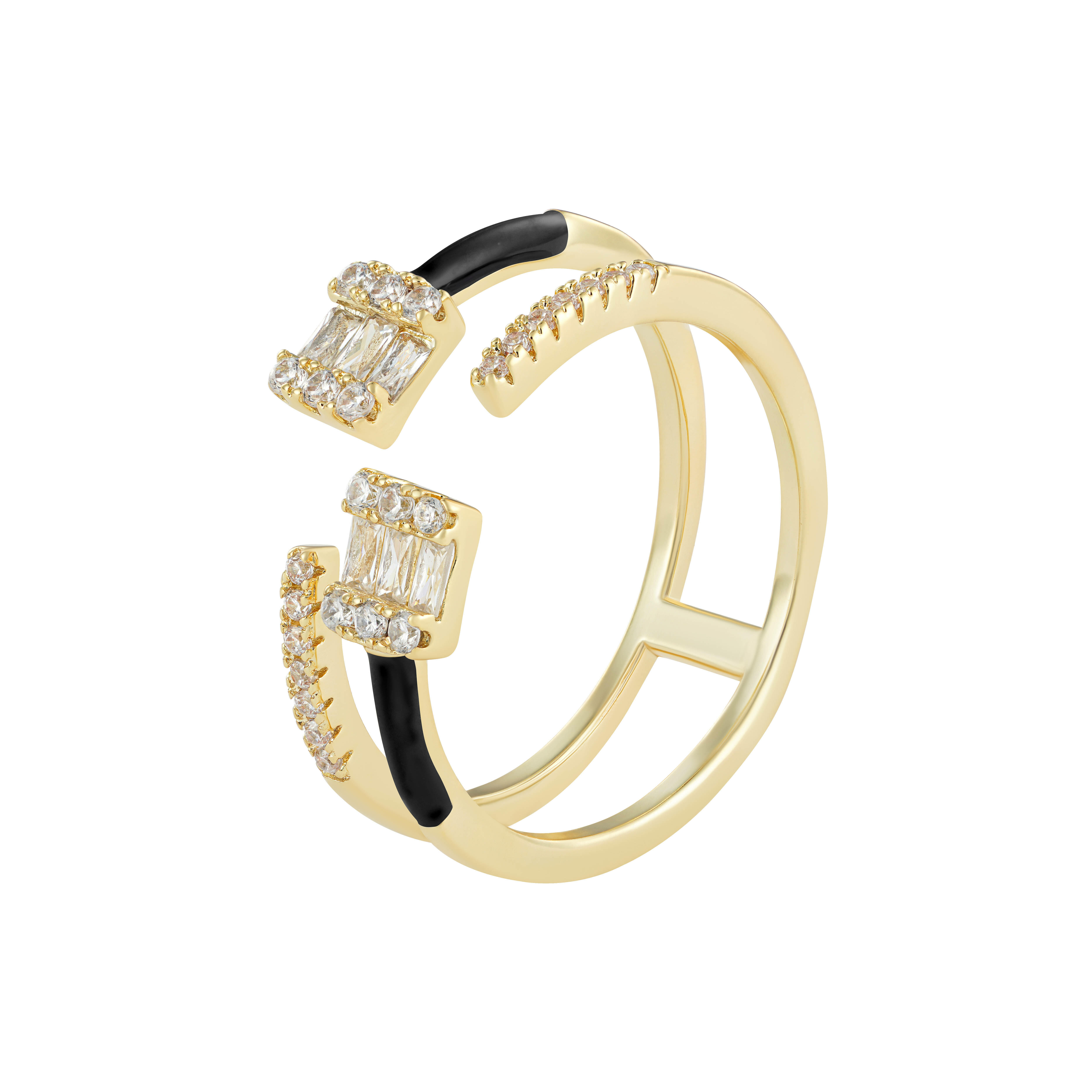 Gold Toned Emerald Ring-Black image 0