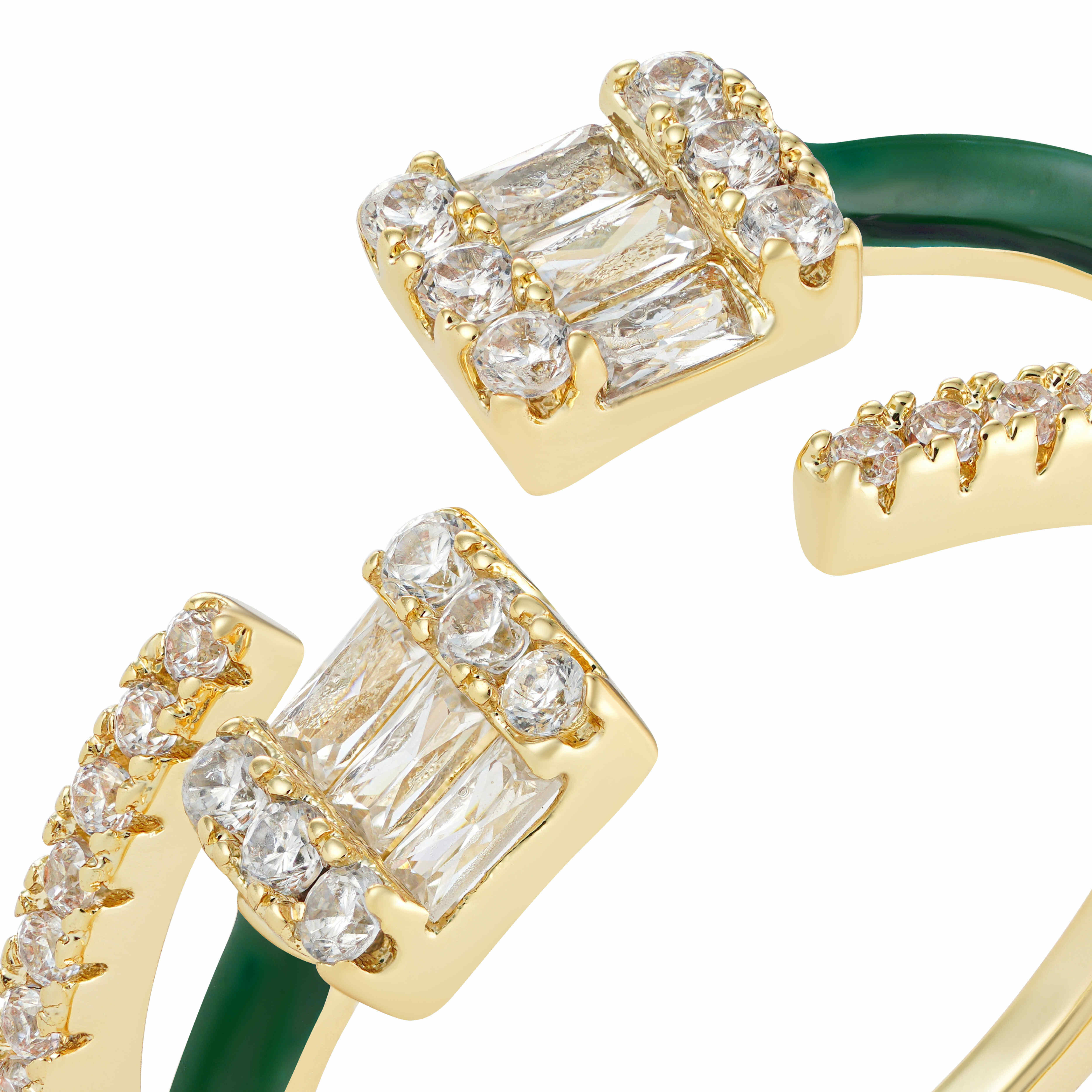 Gold Toned Emerald Ring-Green image 1