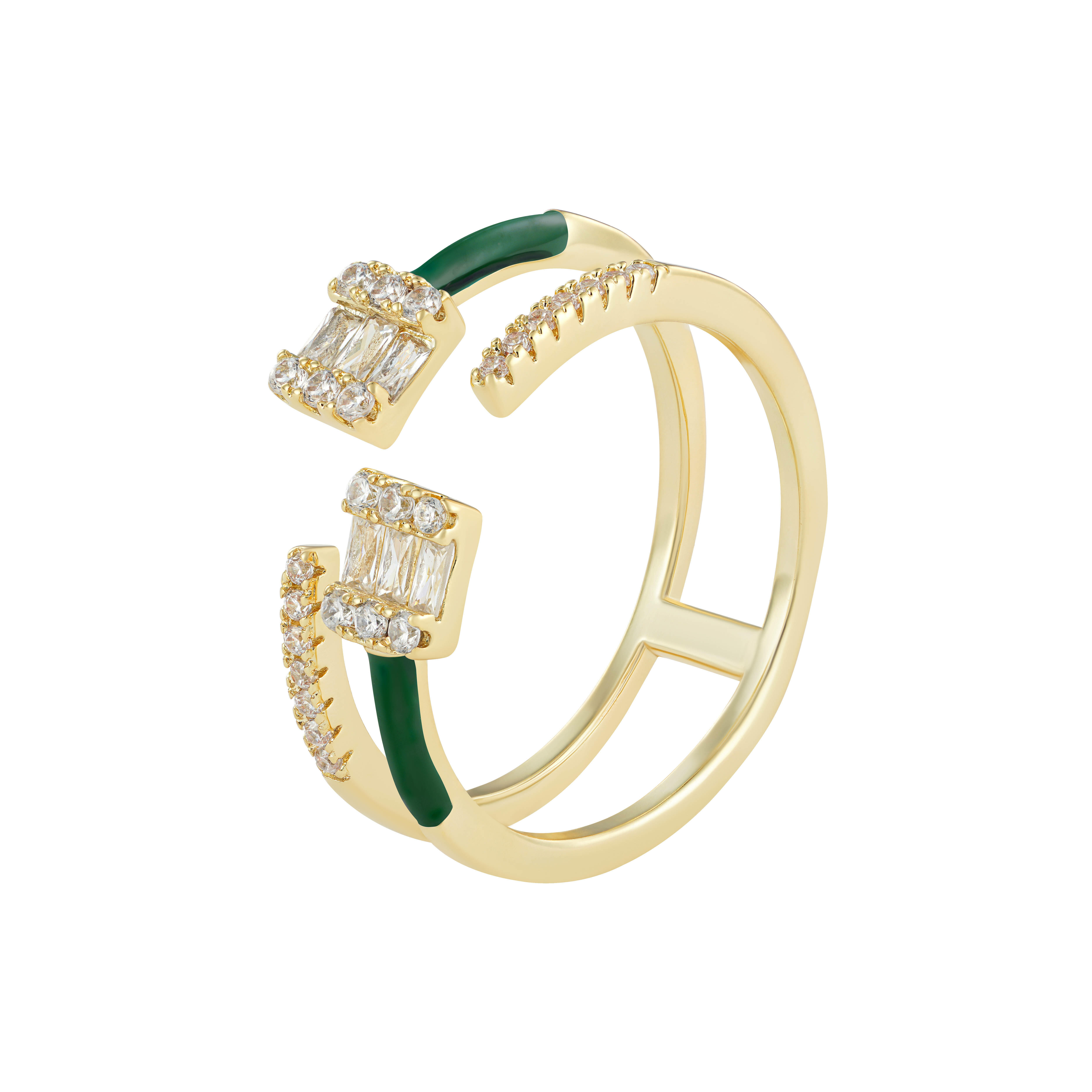 Gold Toned Emerald Ring-Green image 0