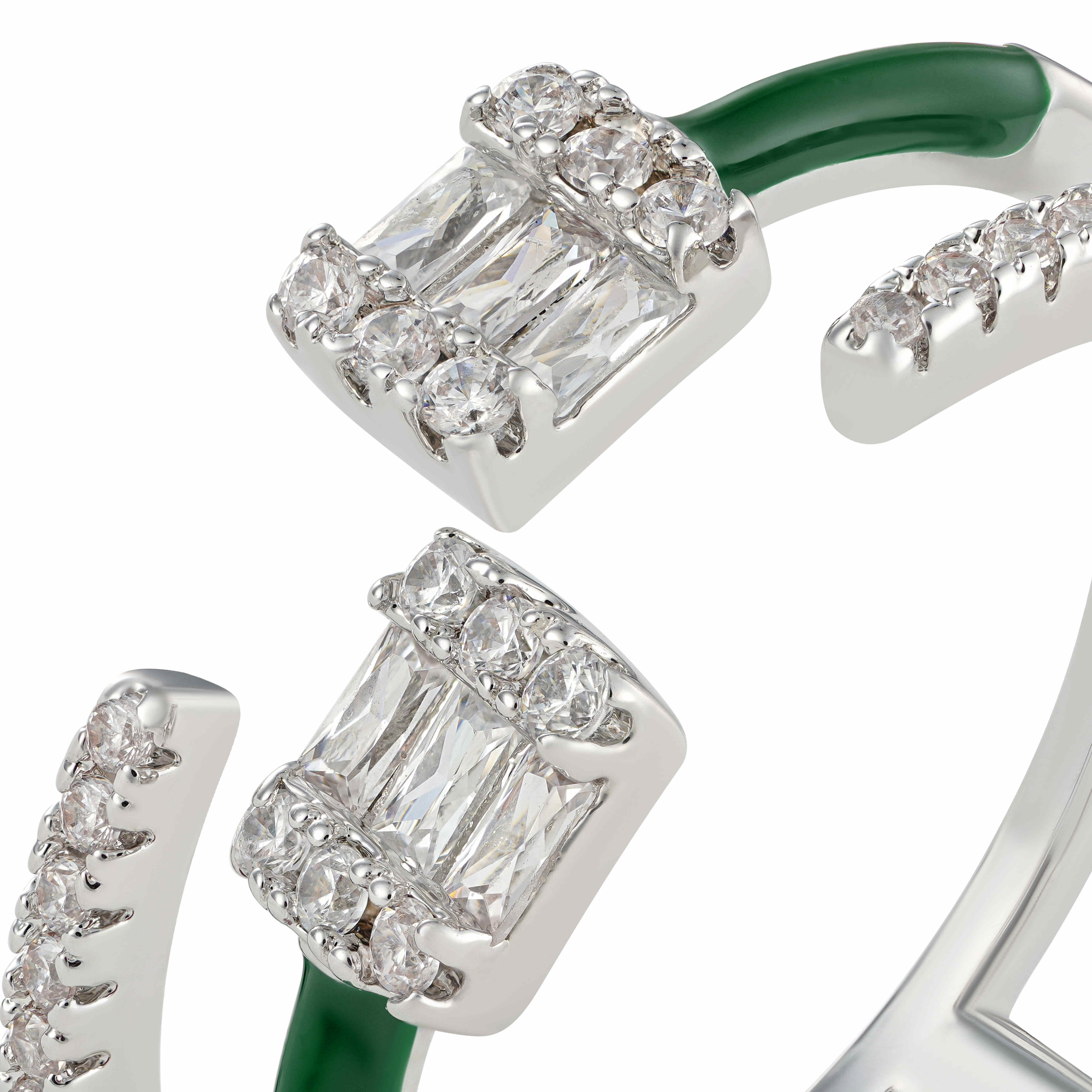 Silver Toned Emerald Ring-Green image 1