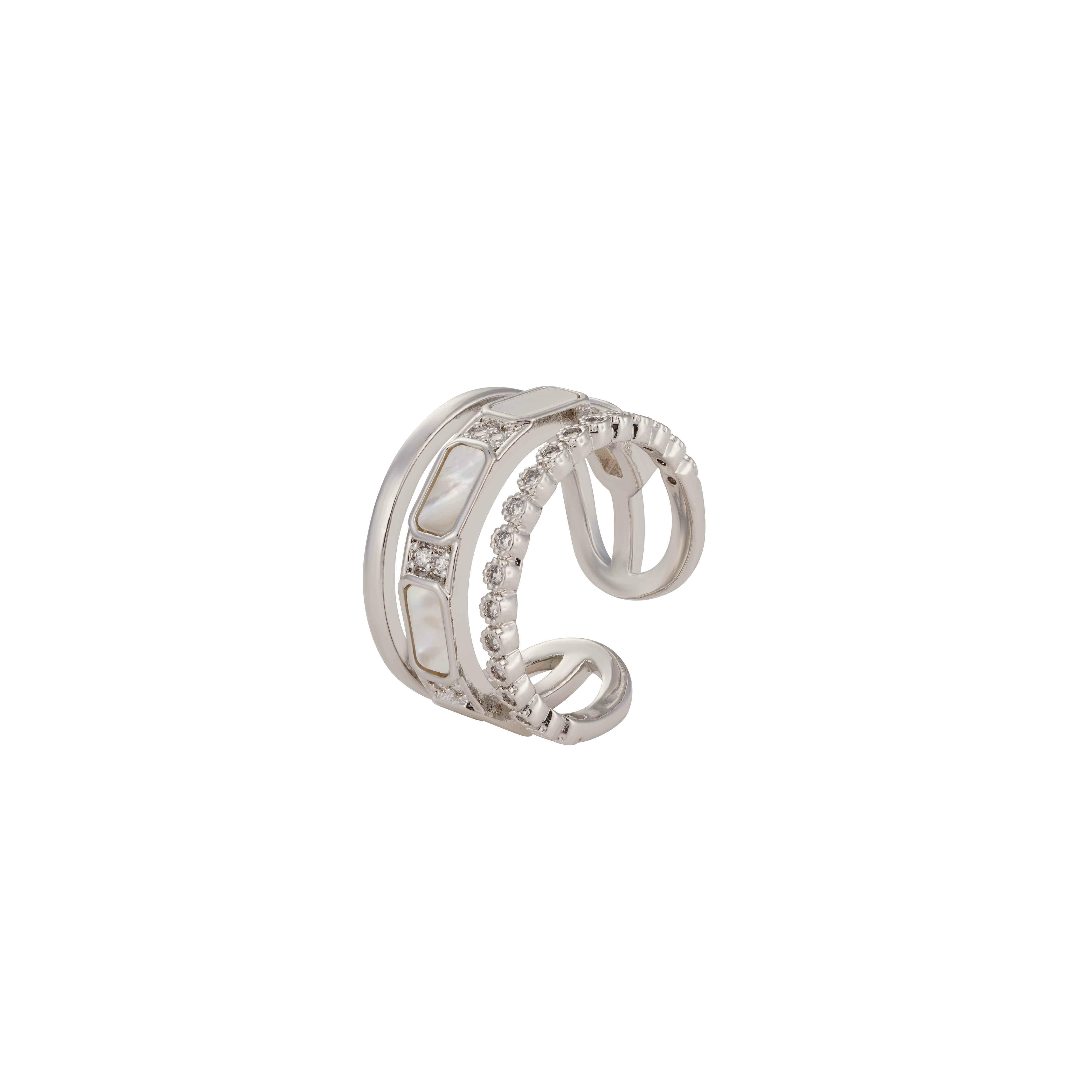Silver Toned Ceramic Ring image 0