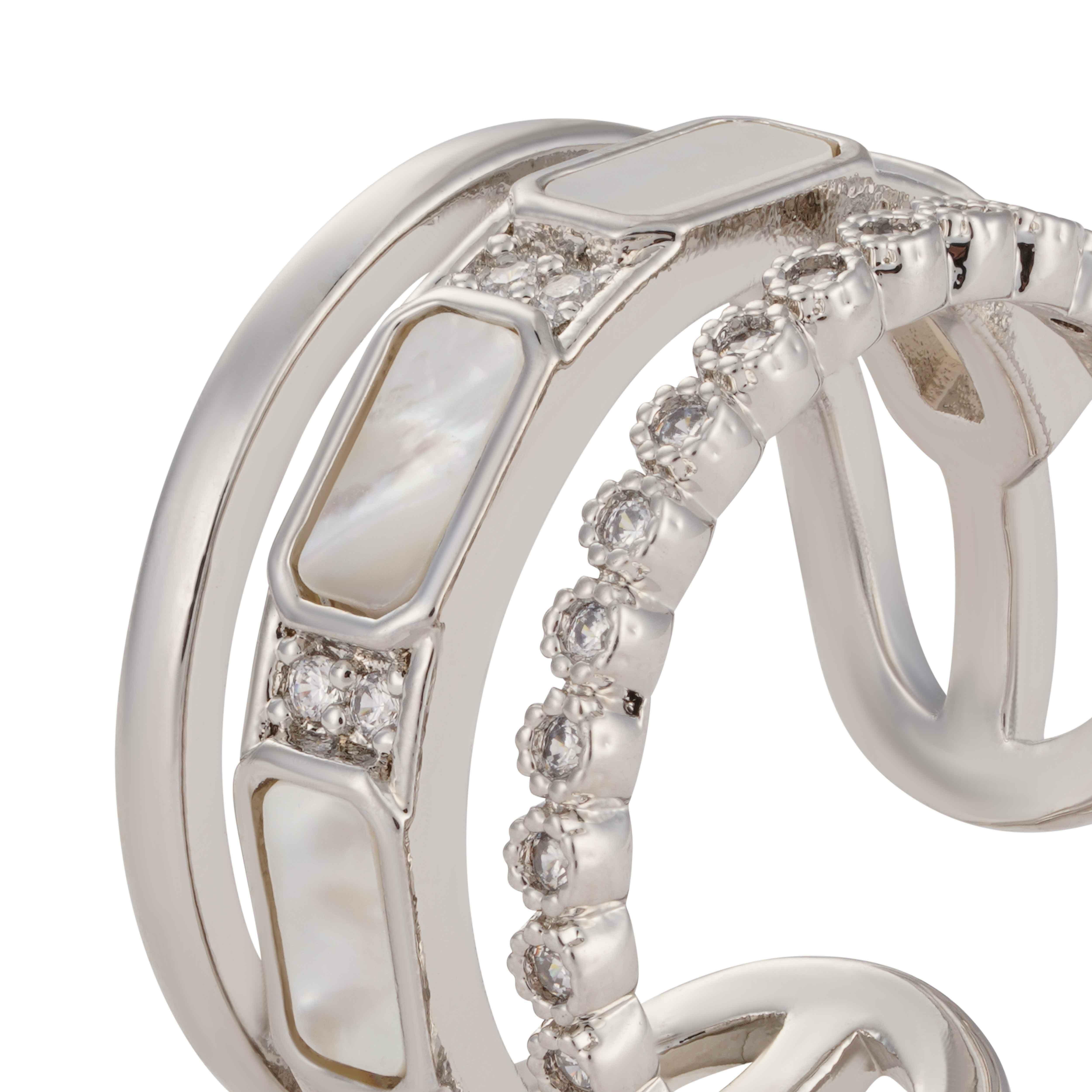 Silver Toned Ceramic Ring image 1