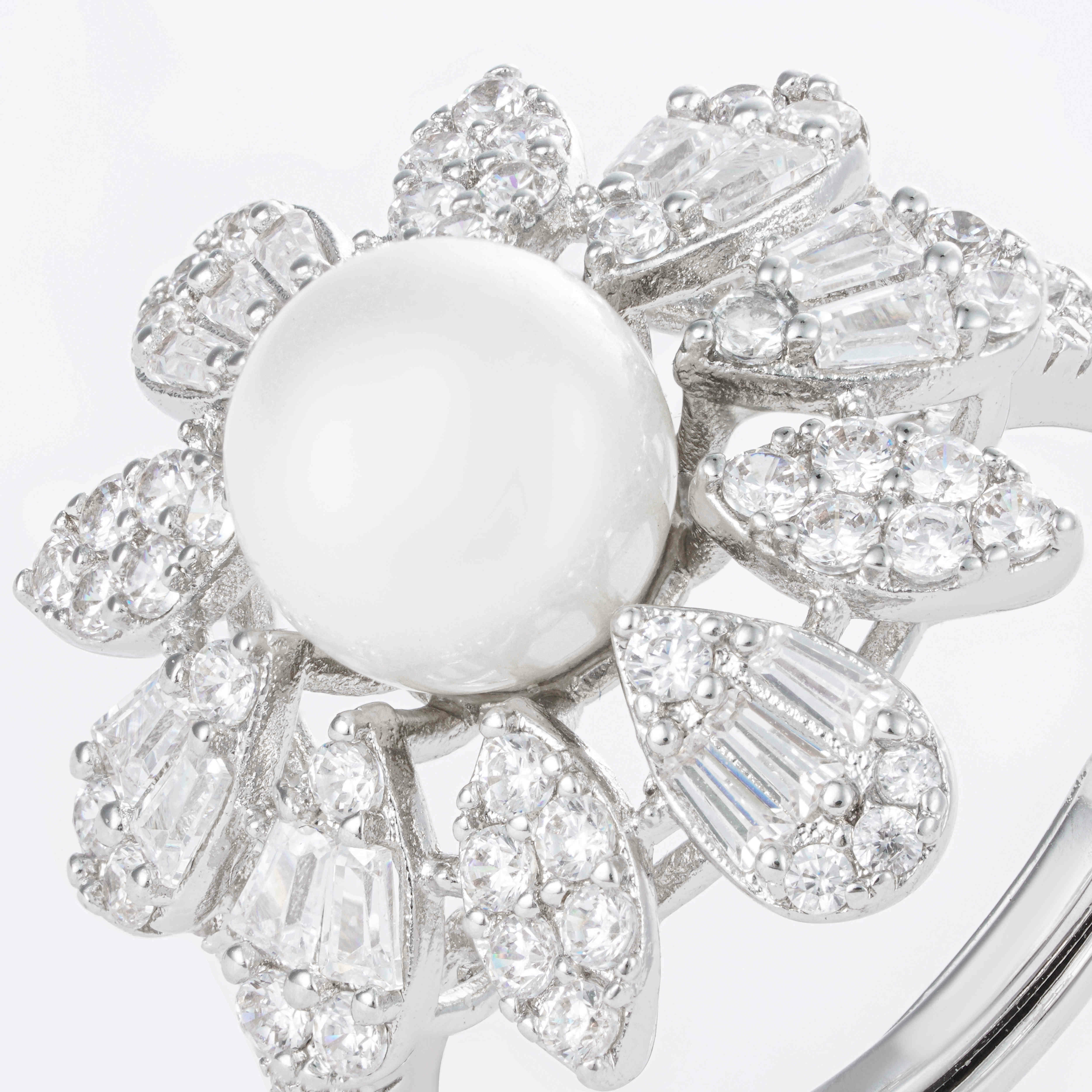 Silver Toned Pearl  Ring image 1