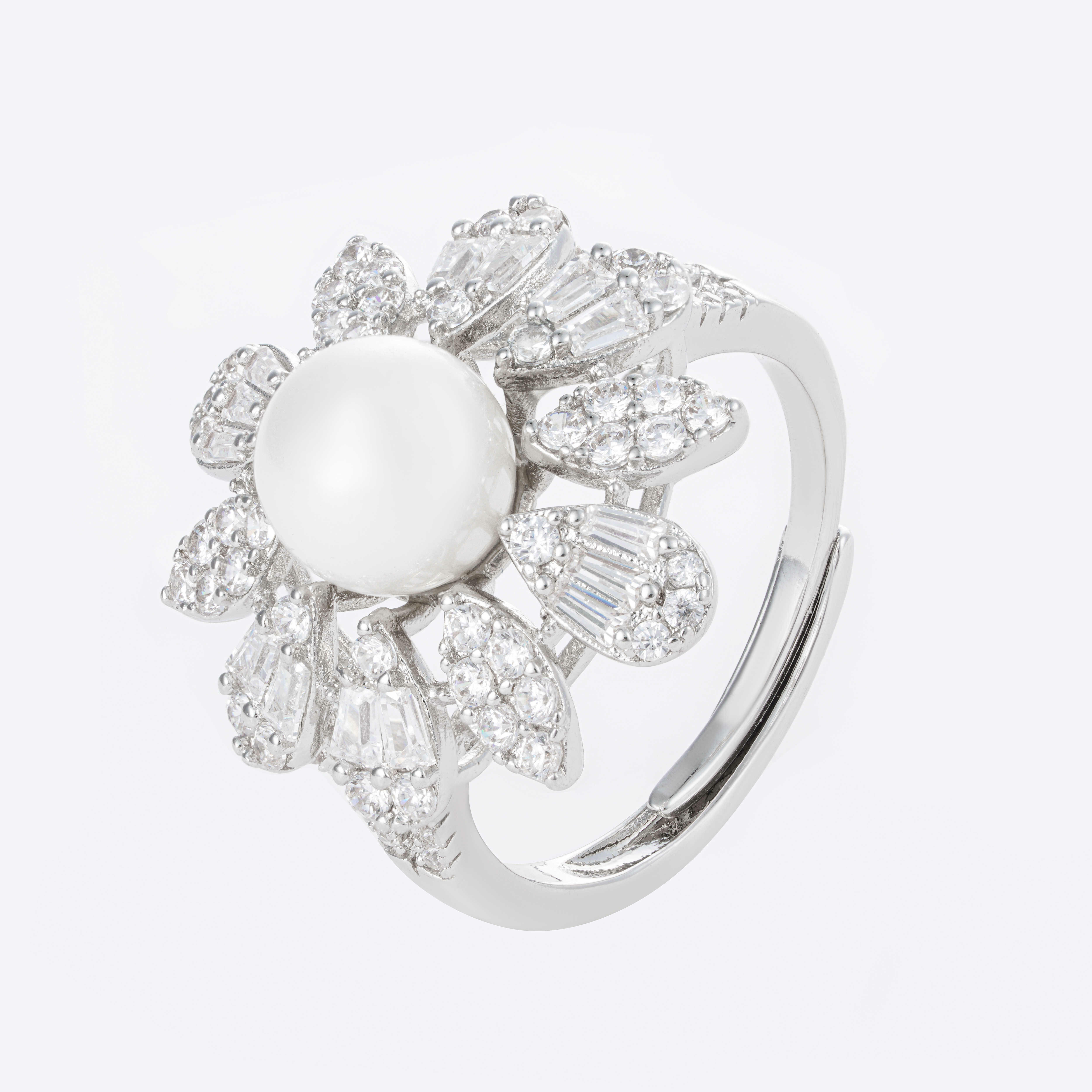 Silver Toned Pearl  Ring image 0