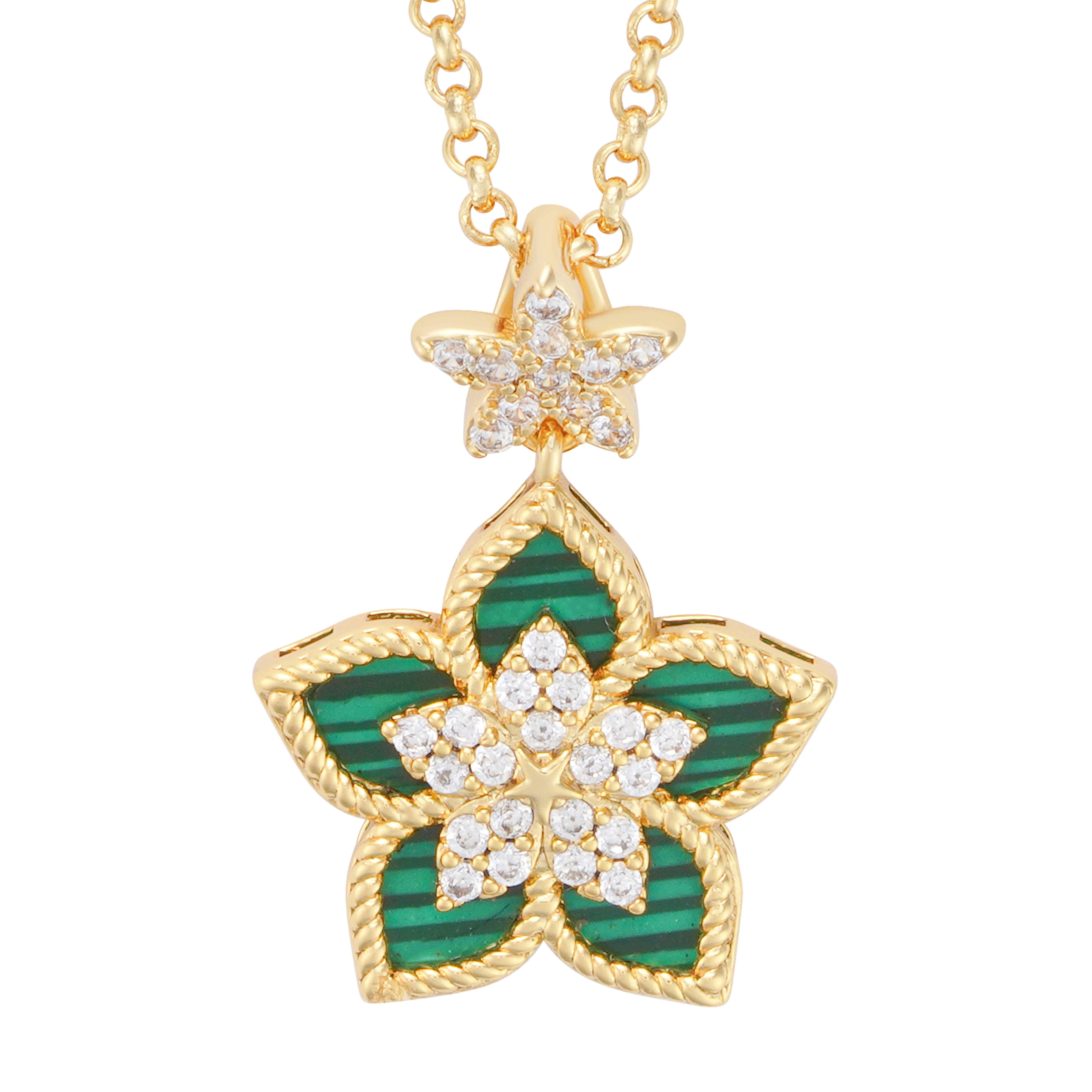 Gold Toned Flora Accessories Set-Green image 1
