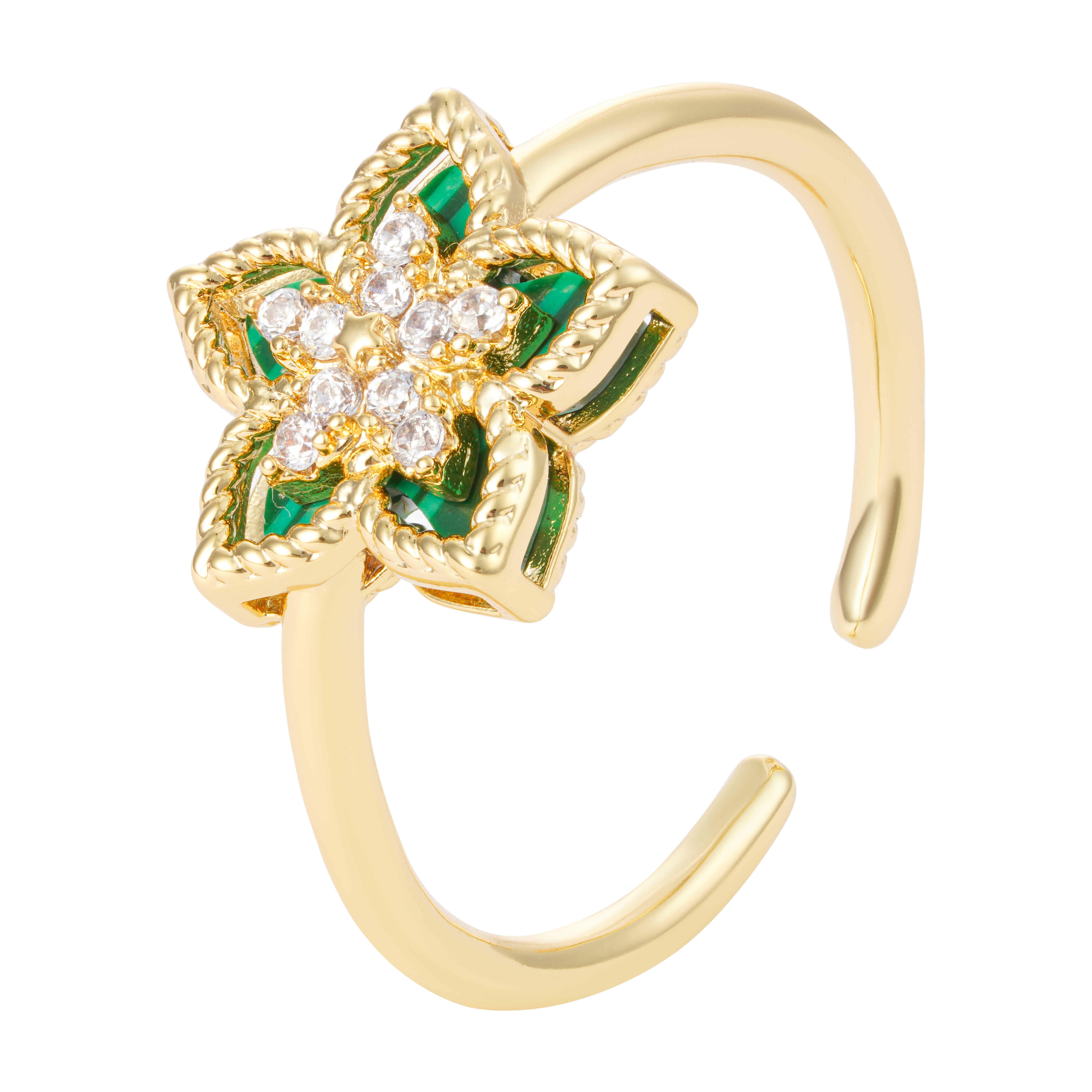 Gold Toned Flora Accessories Set-Green image 3