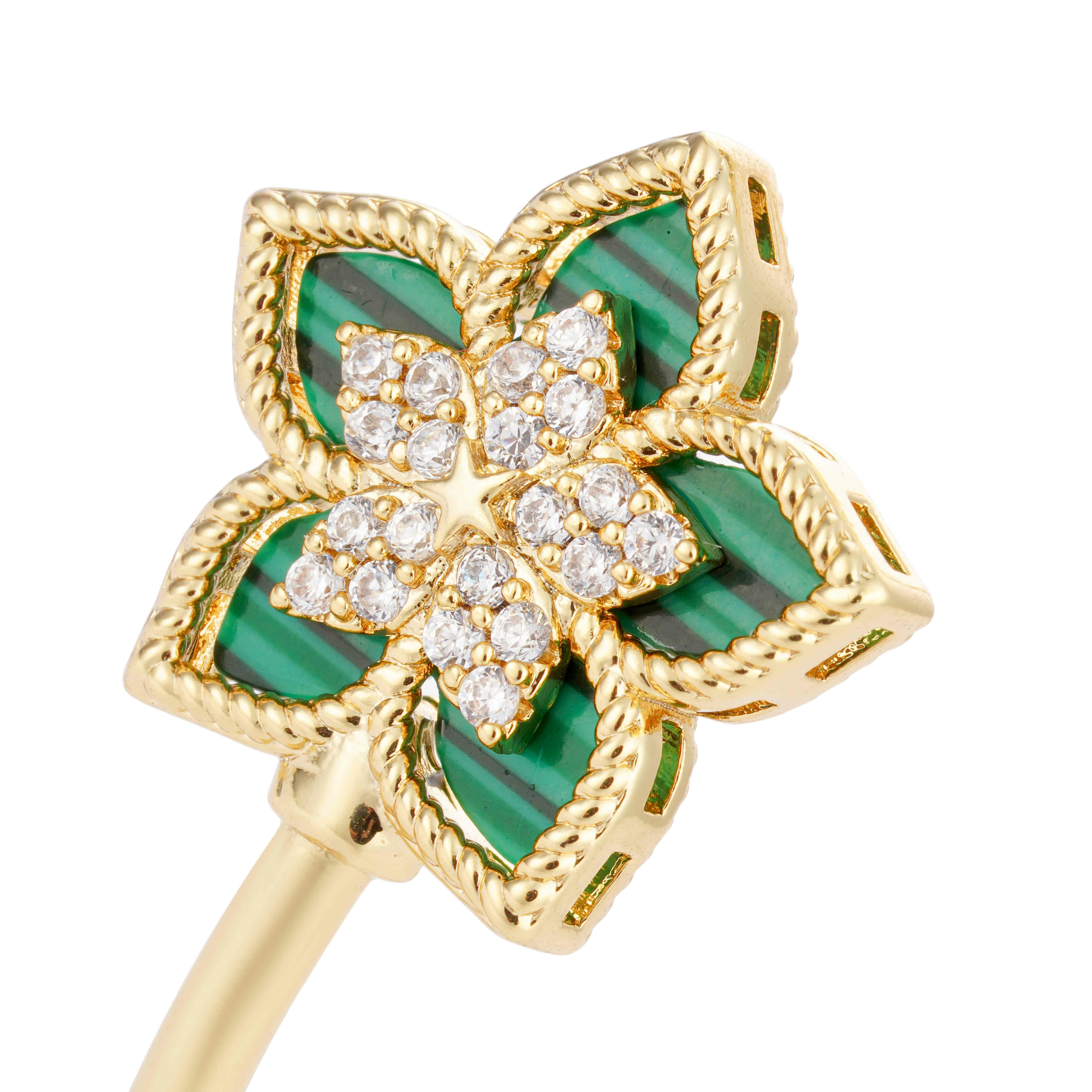 Gold Toned Flora Accessories Set-Green image 5
