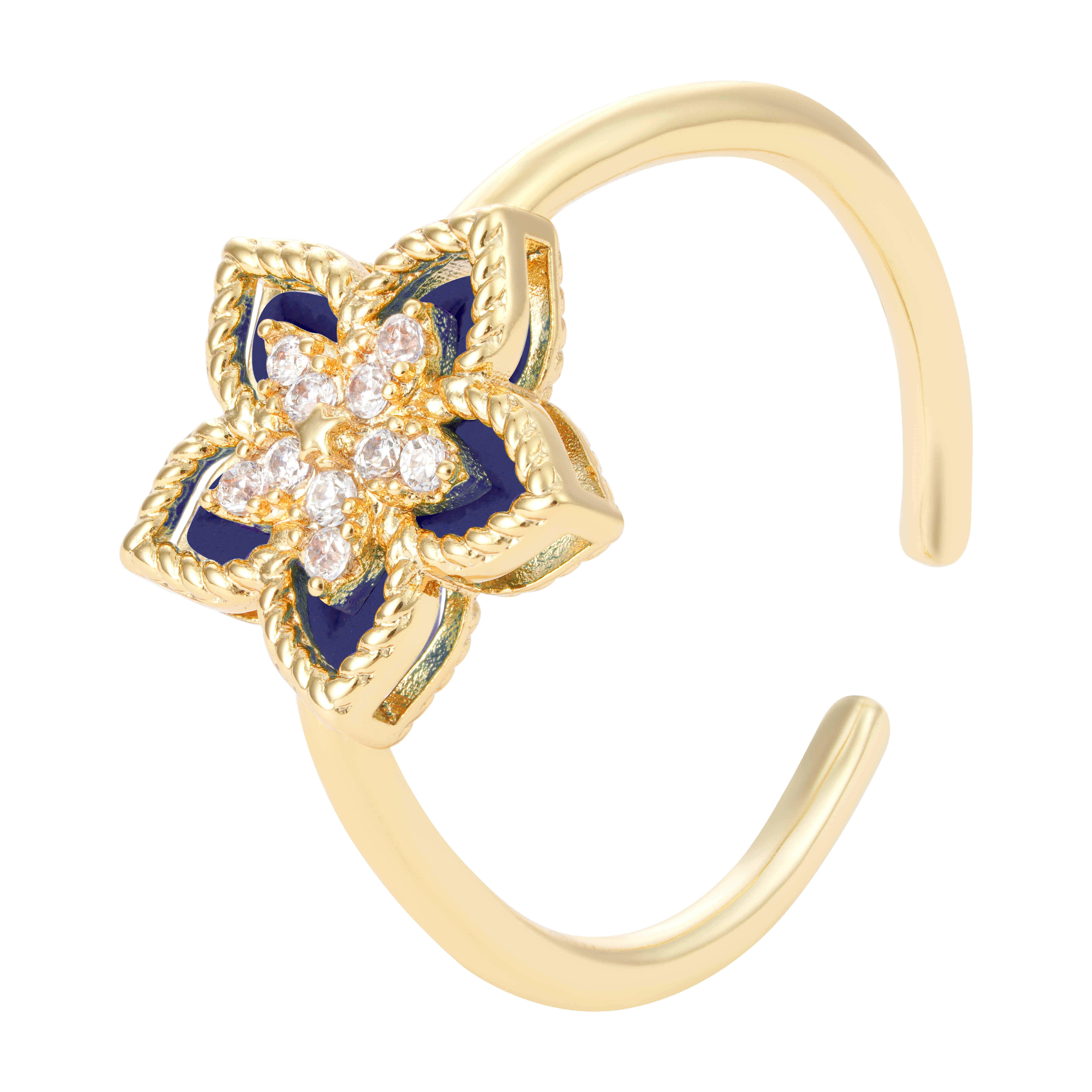Gold Toned Flora Accessories Set-Navy image 3