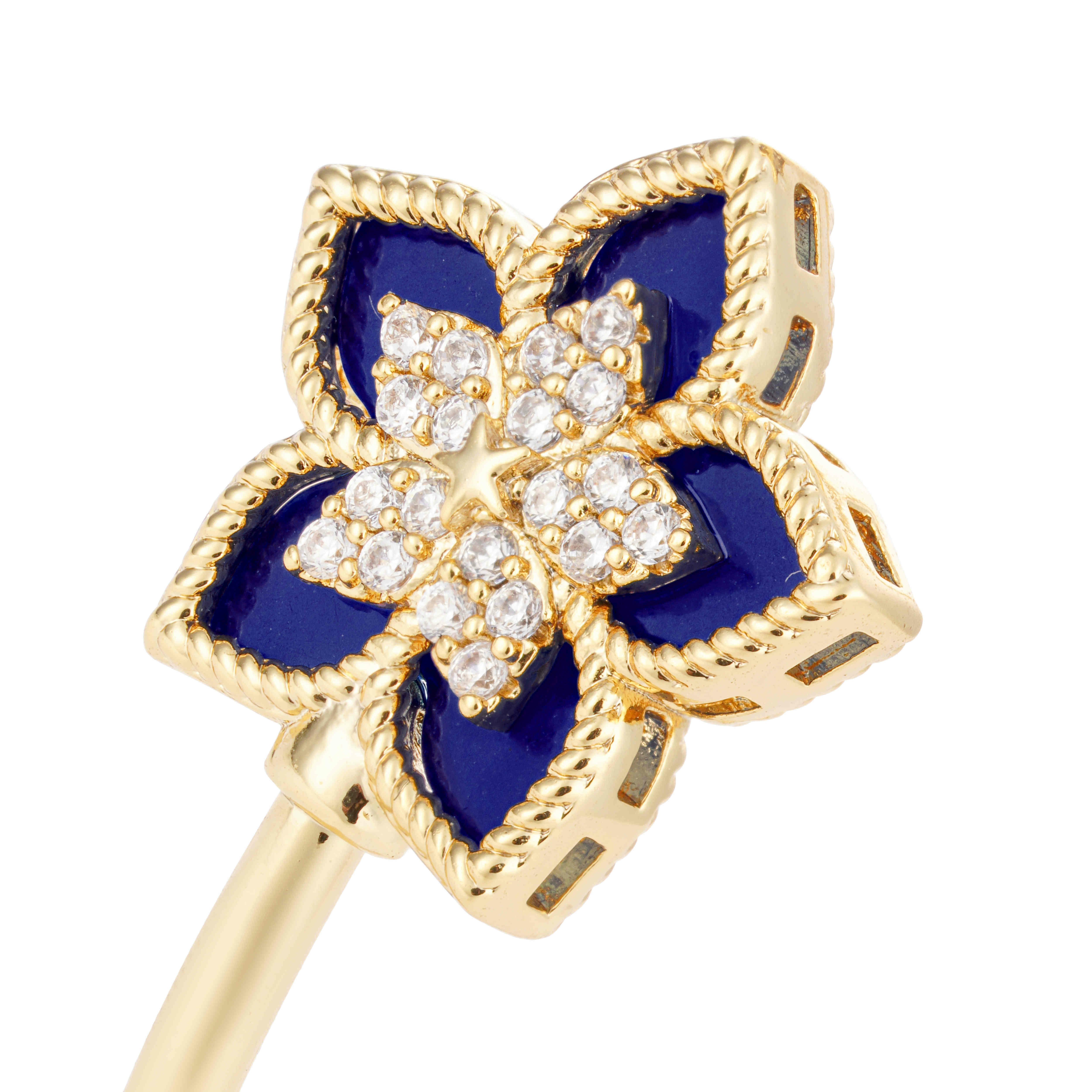 Gold Toned Flora Accessories Set-Navy image 5