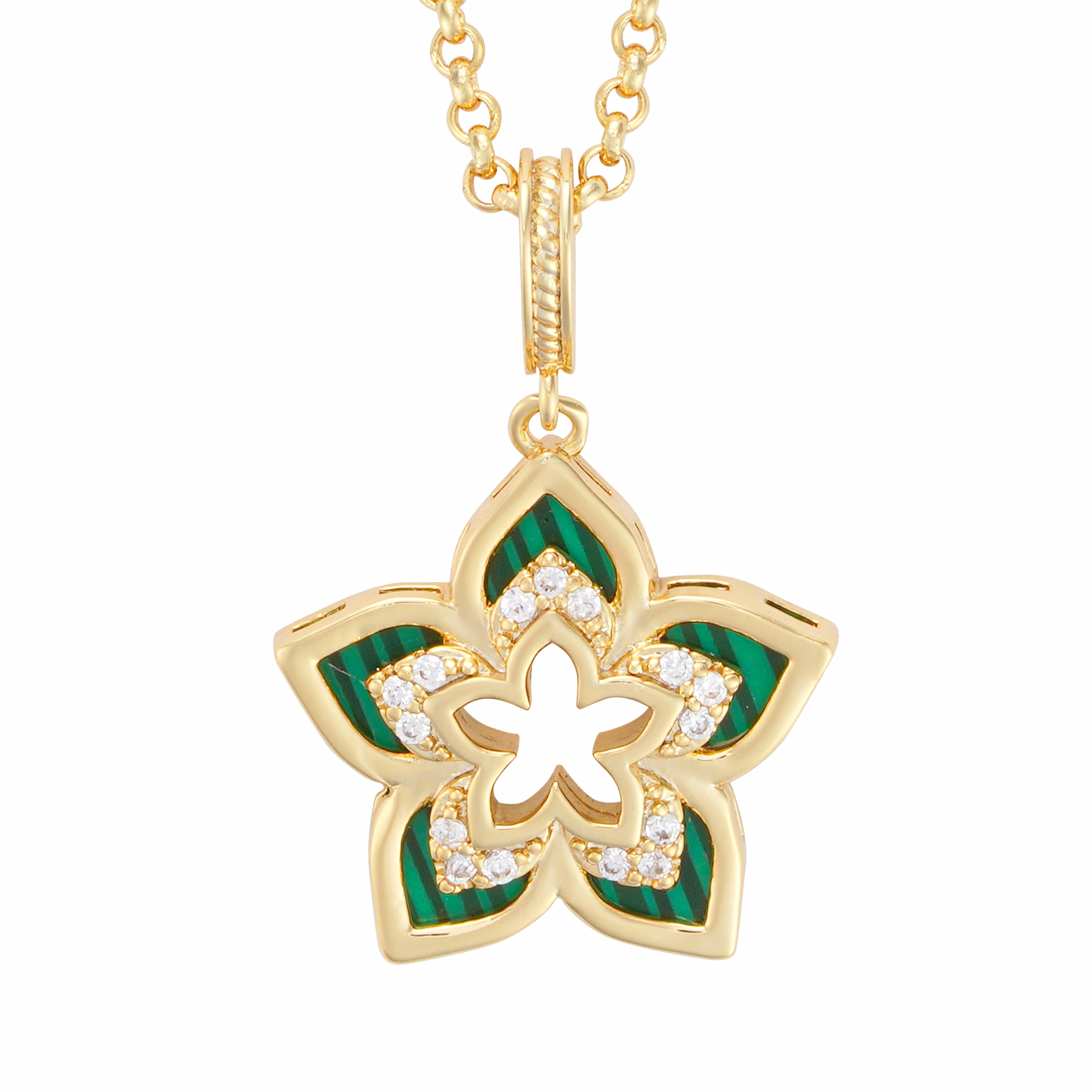Gold Toned Flora Accessories Set-Green image 1