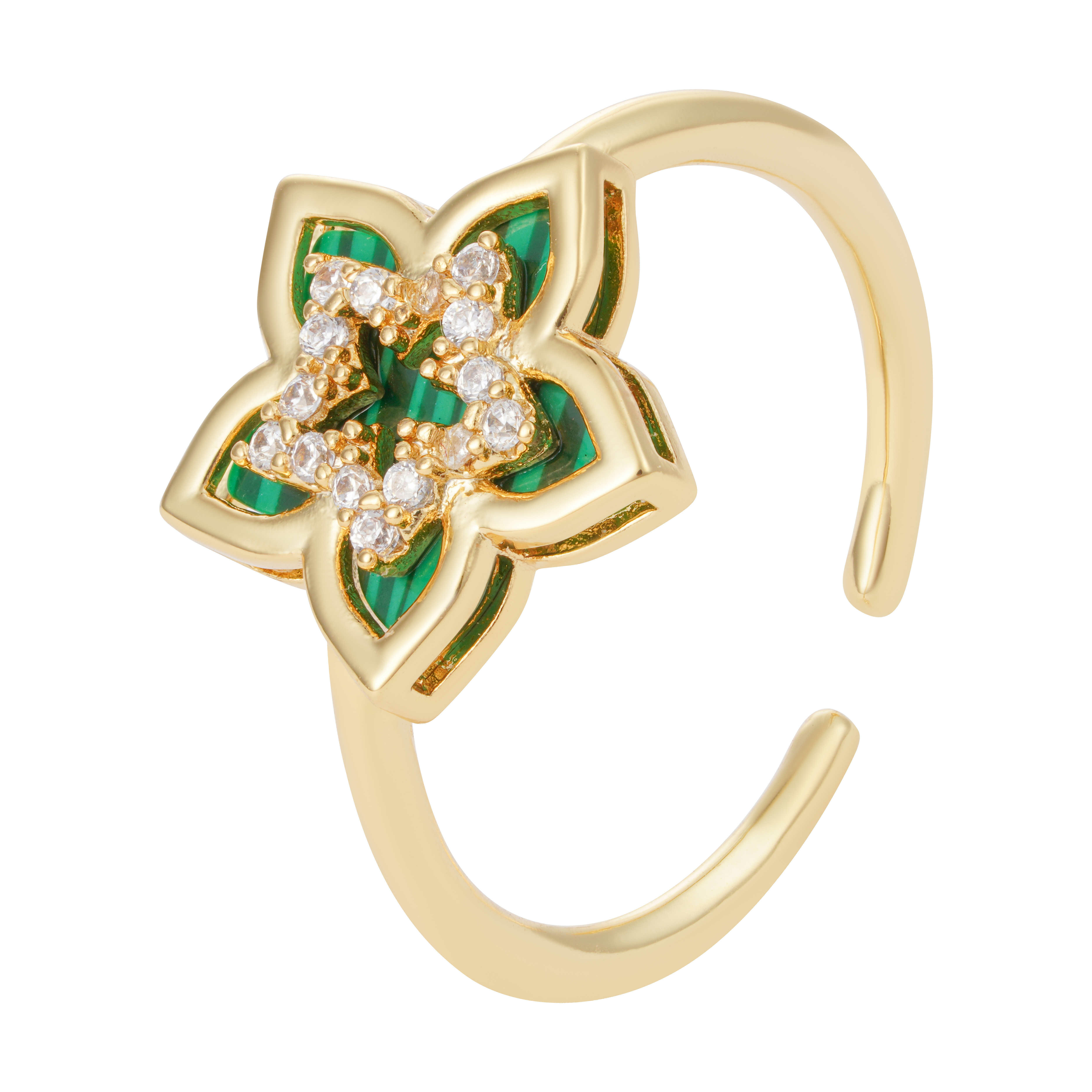 Gold Toned Flora Accessories Set-Green image 3