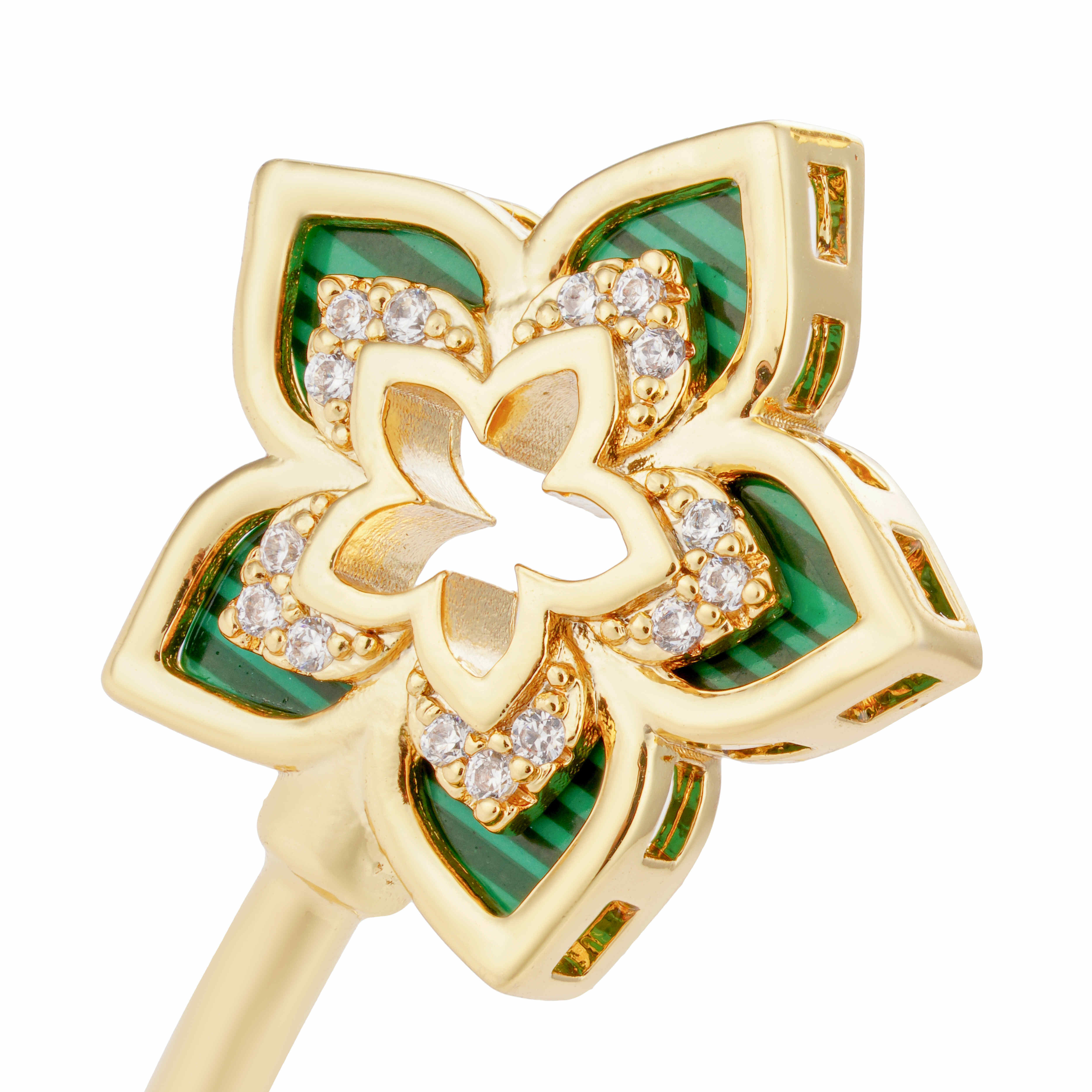 Gold Toned Flora Accessories Set-Green image 5