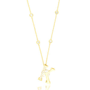 Gold Toned Letters Necklace -K image 0