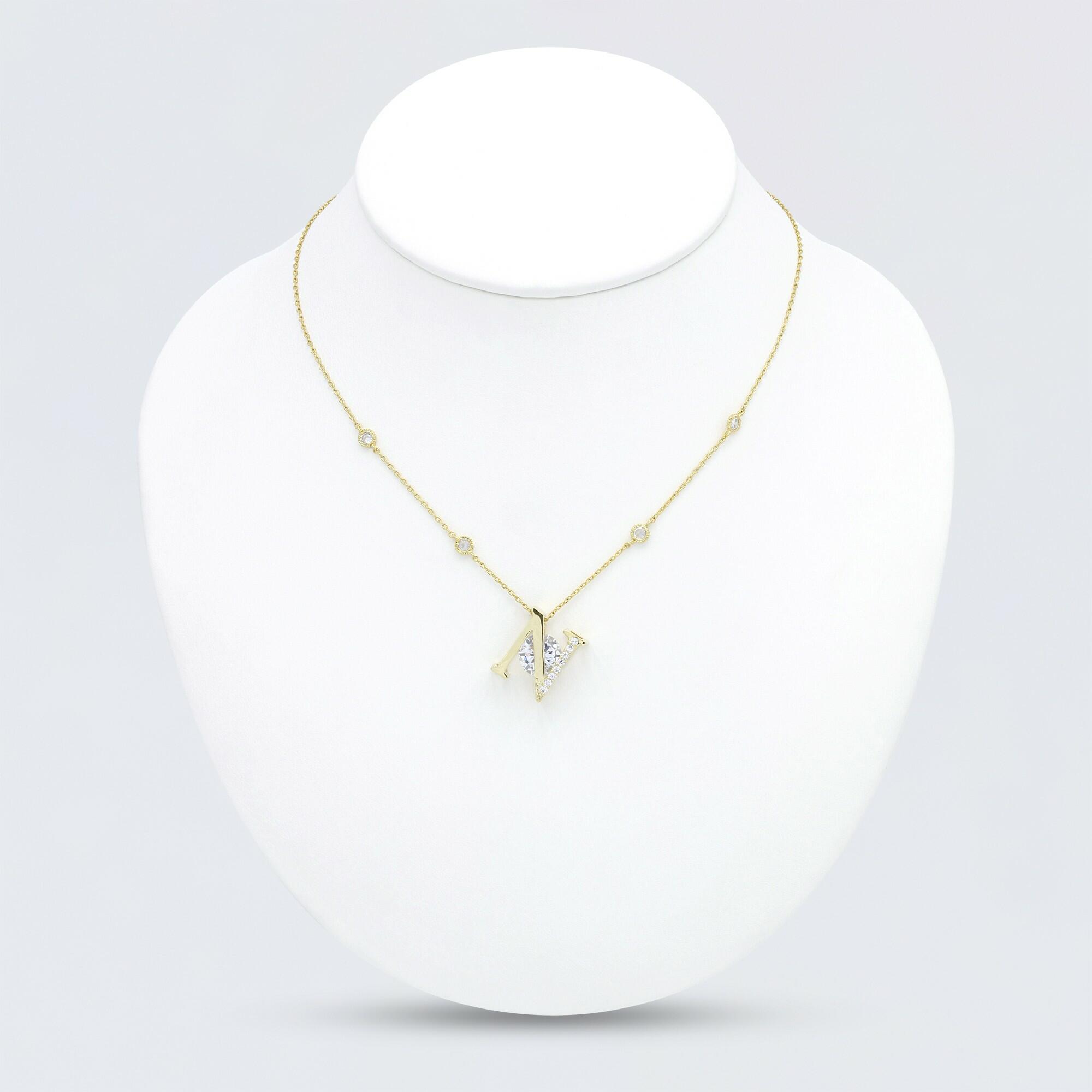 Gold Toned Letters Necklace -N image 0