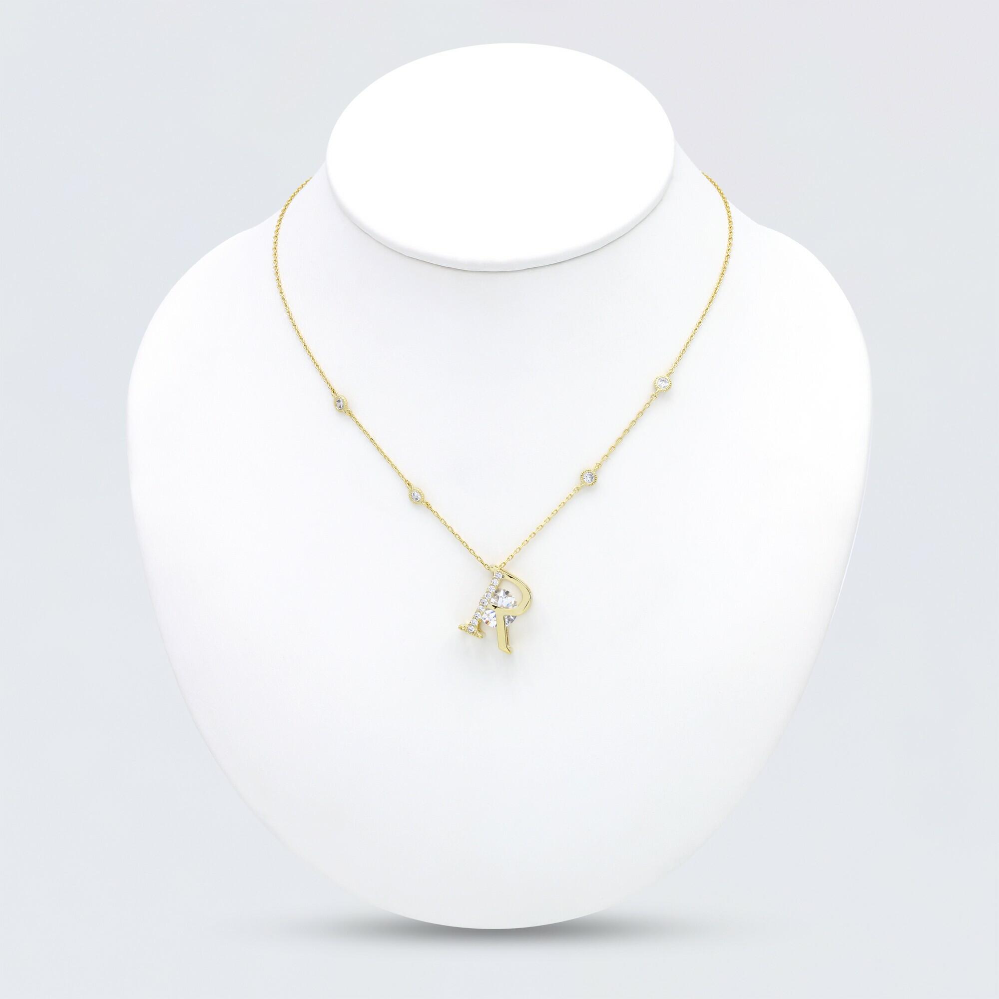 Gold Toned Letters Necklace -R image 0