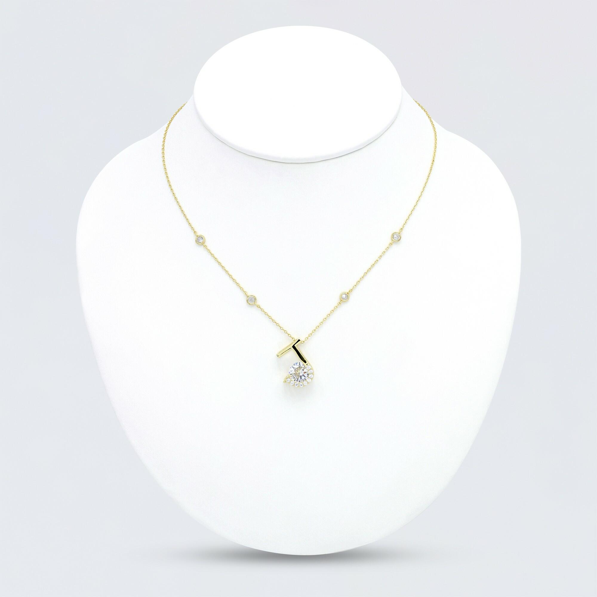 Silver Toned Letters Necklace -J image 0