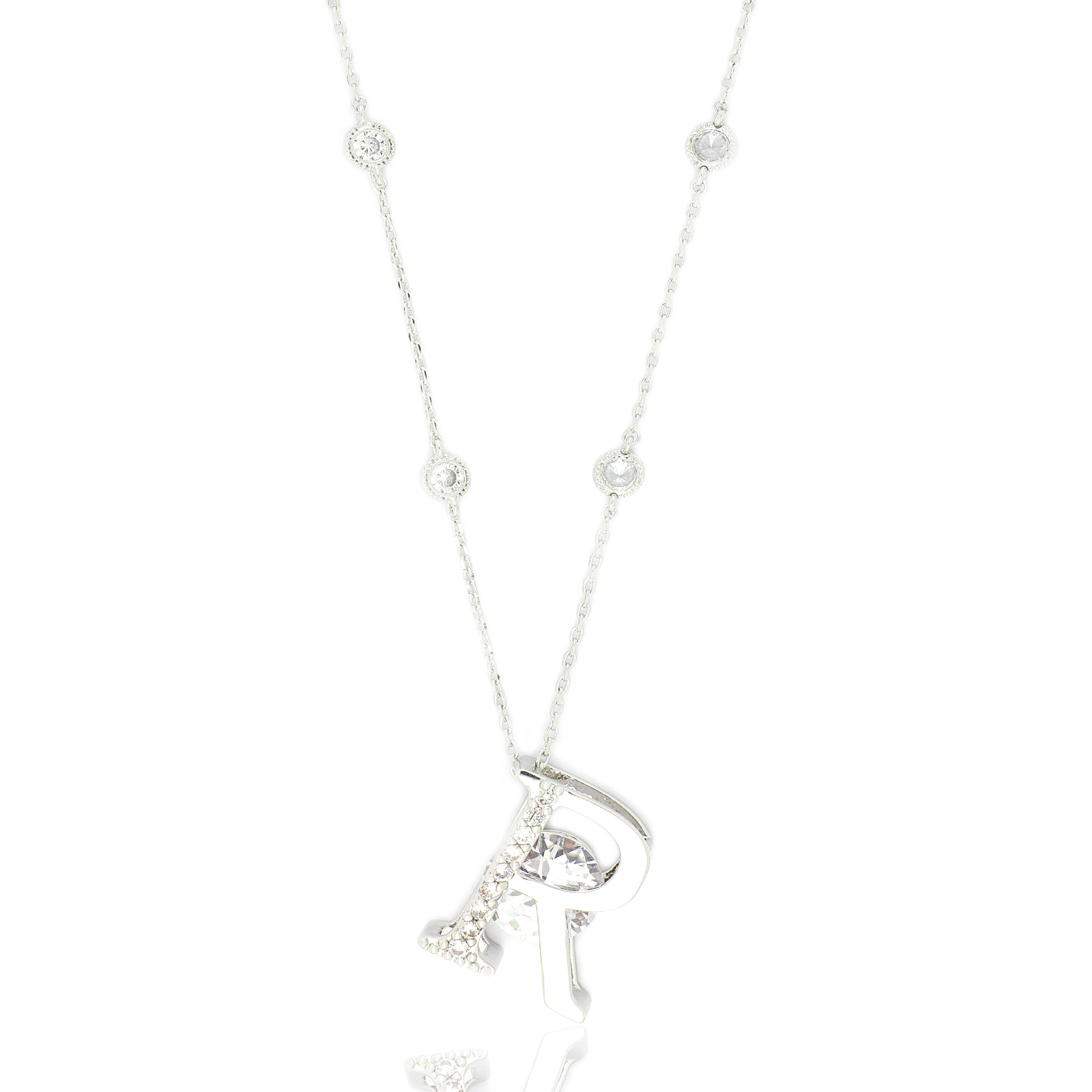 Silver Toned Letters Necklace -R image 0