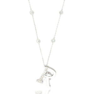 Silver Toned Letters Necklace -R image 0