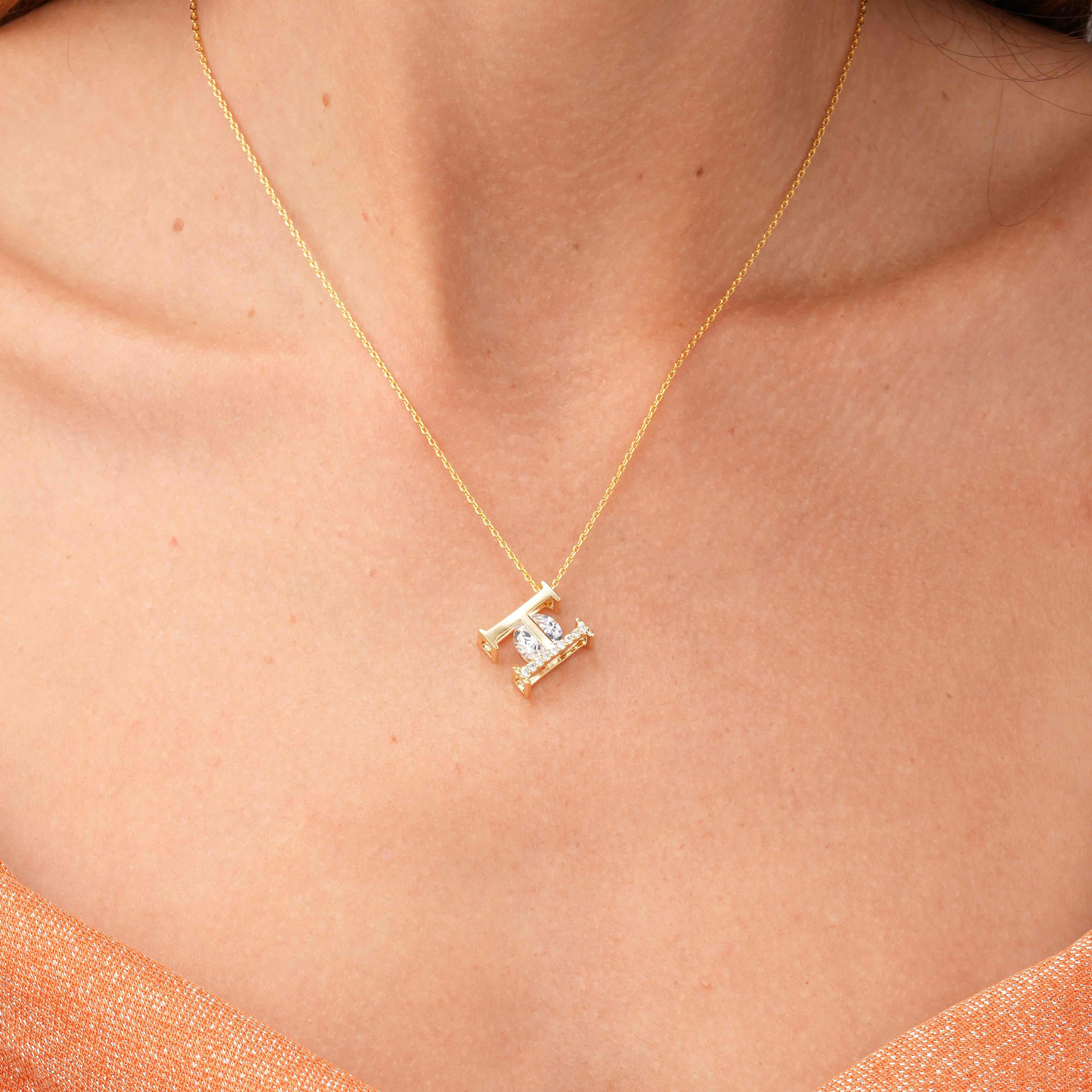 Gold Toned Letters Necklace-H image 0