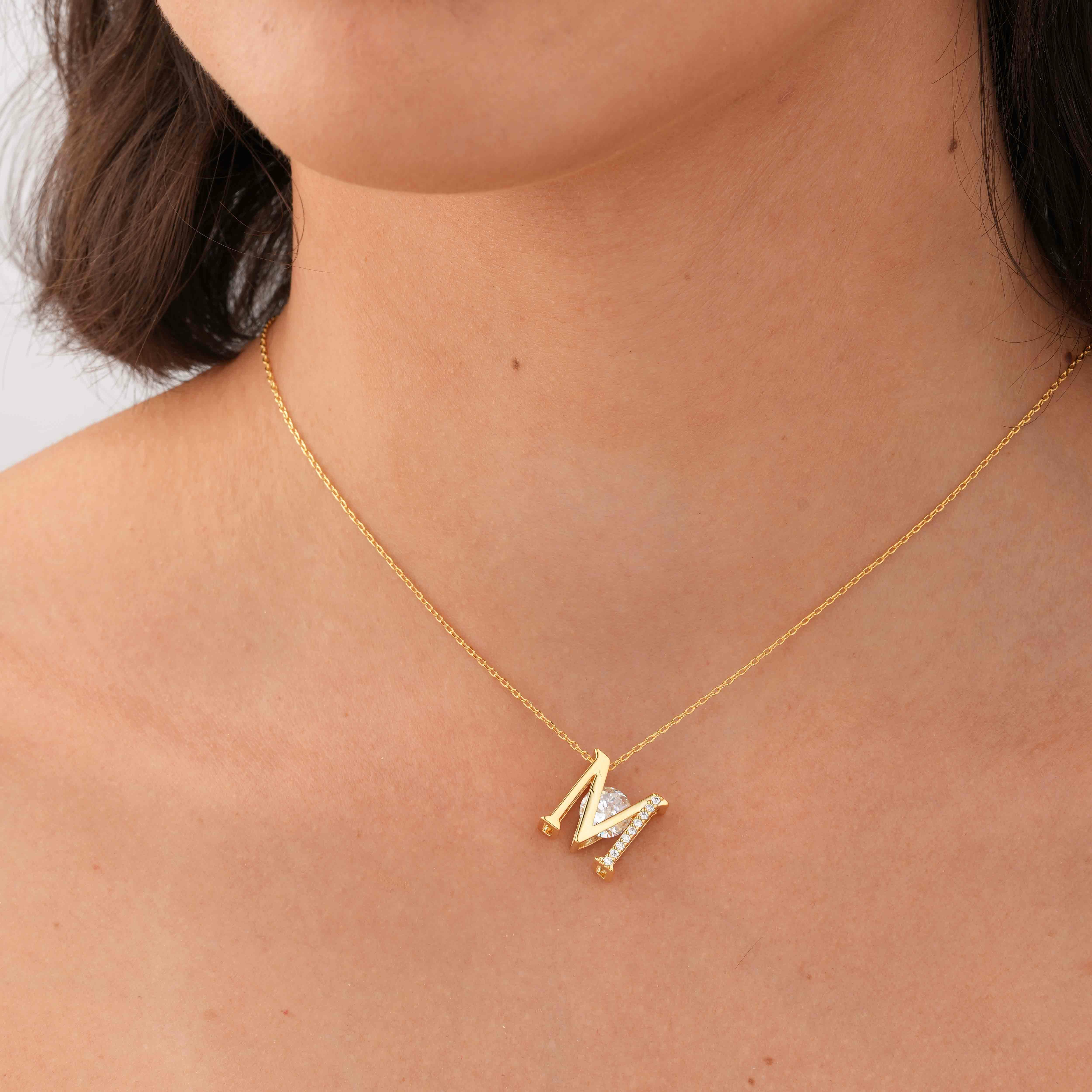 Gold Toned Letters Necklace-M image 0