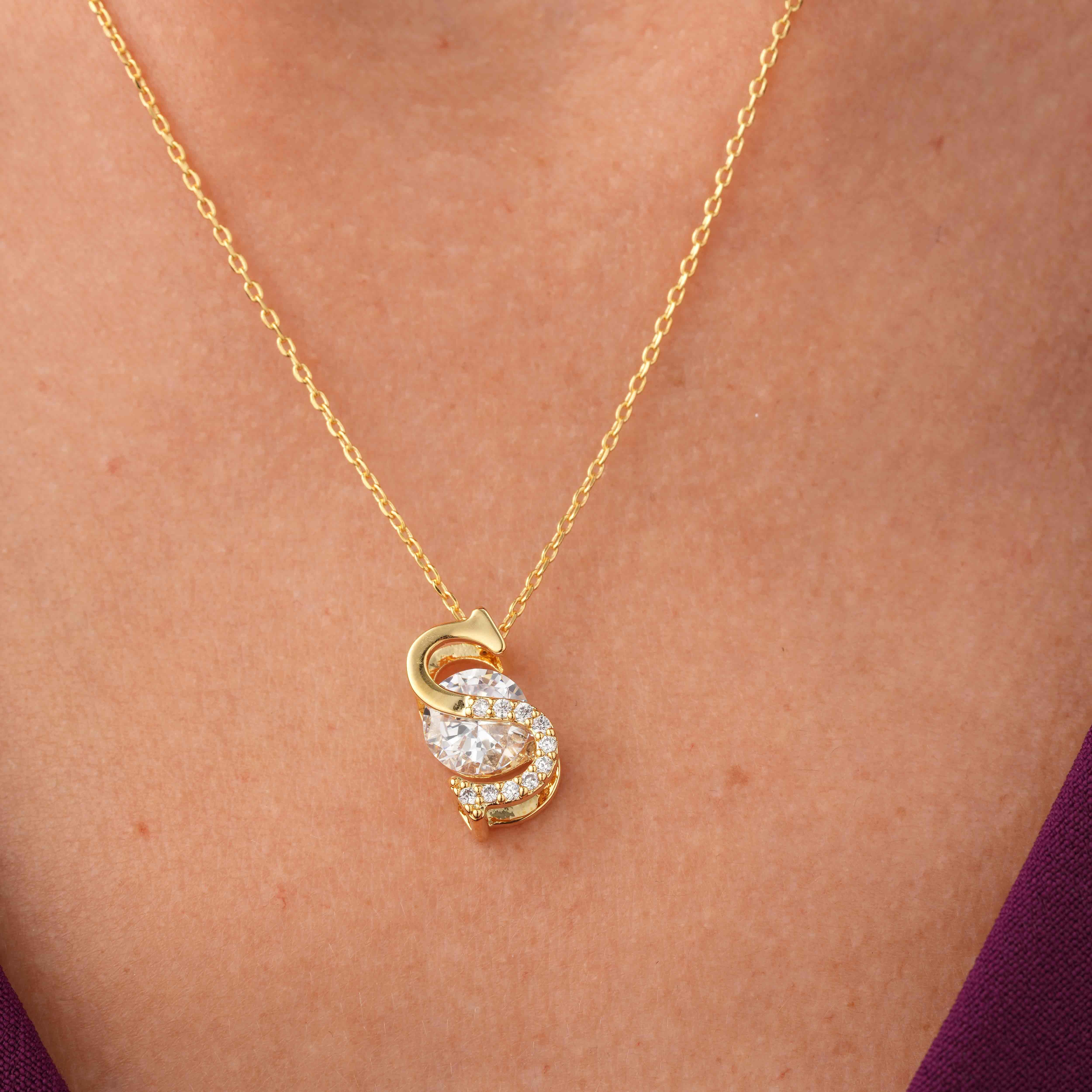 Gold Toned Letters Necklace-S image 0