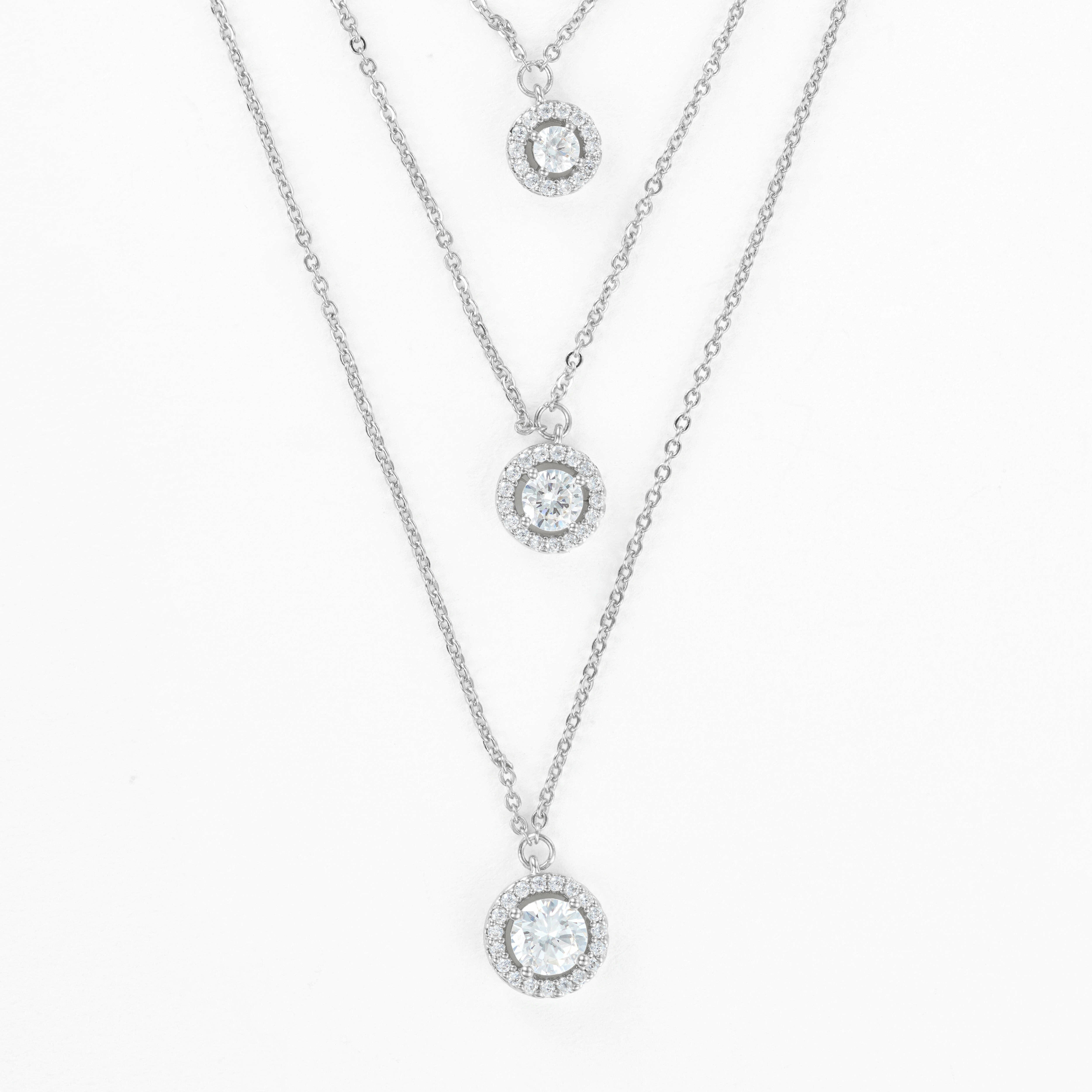 Triple Strand Sunrise Silver Necklace image 1