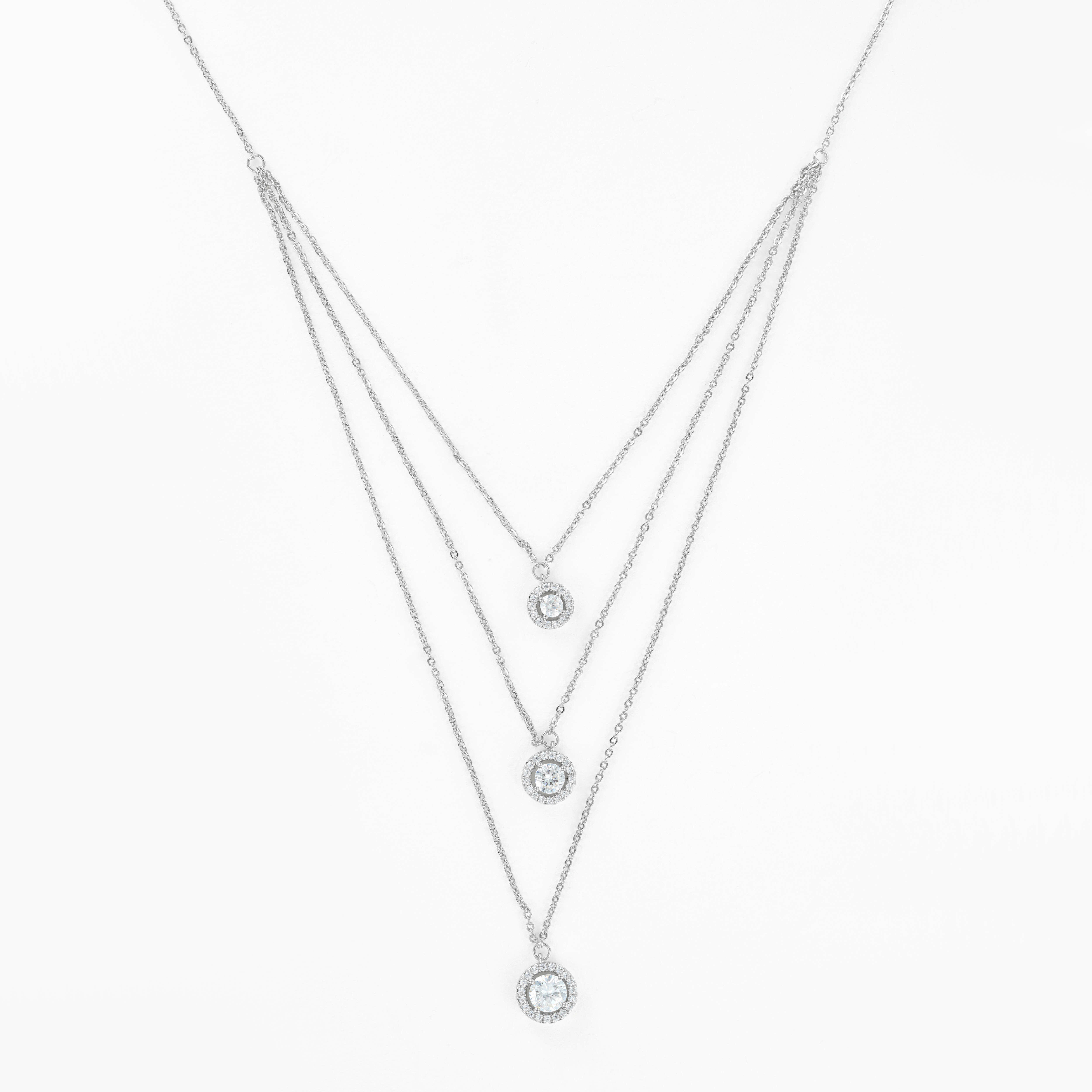 Triple Strand Sunrise Silver Necklace image 0