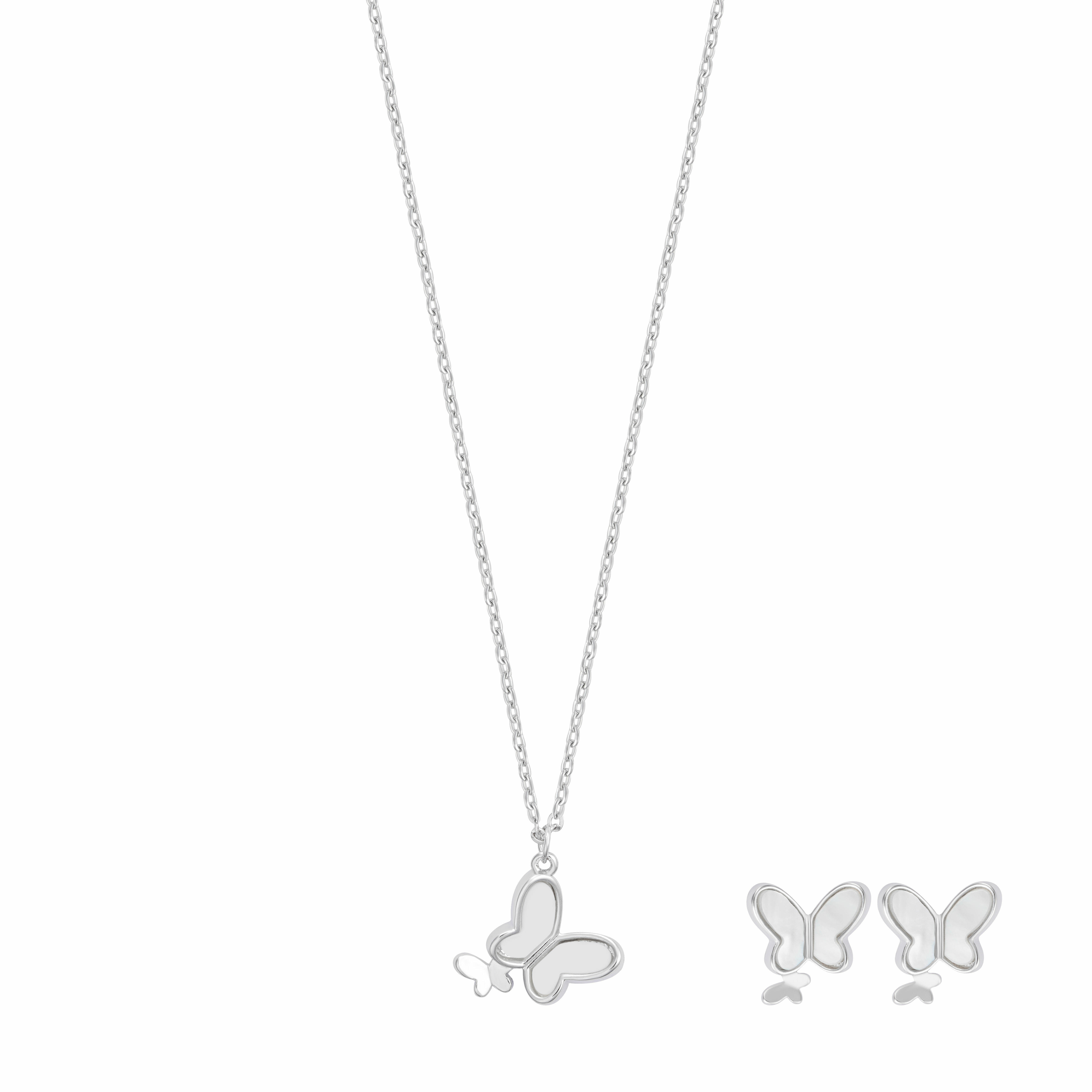 Off-white Silver Butterfly Necklace   image 0