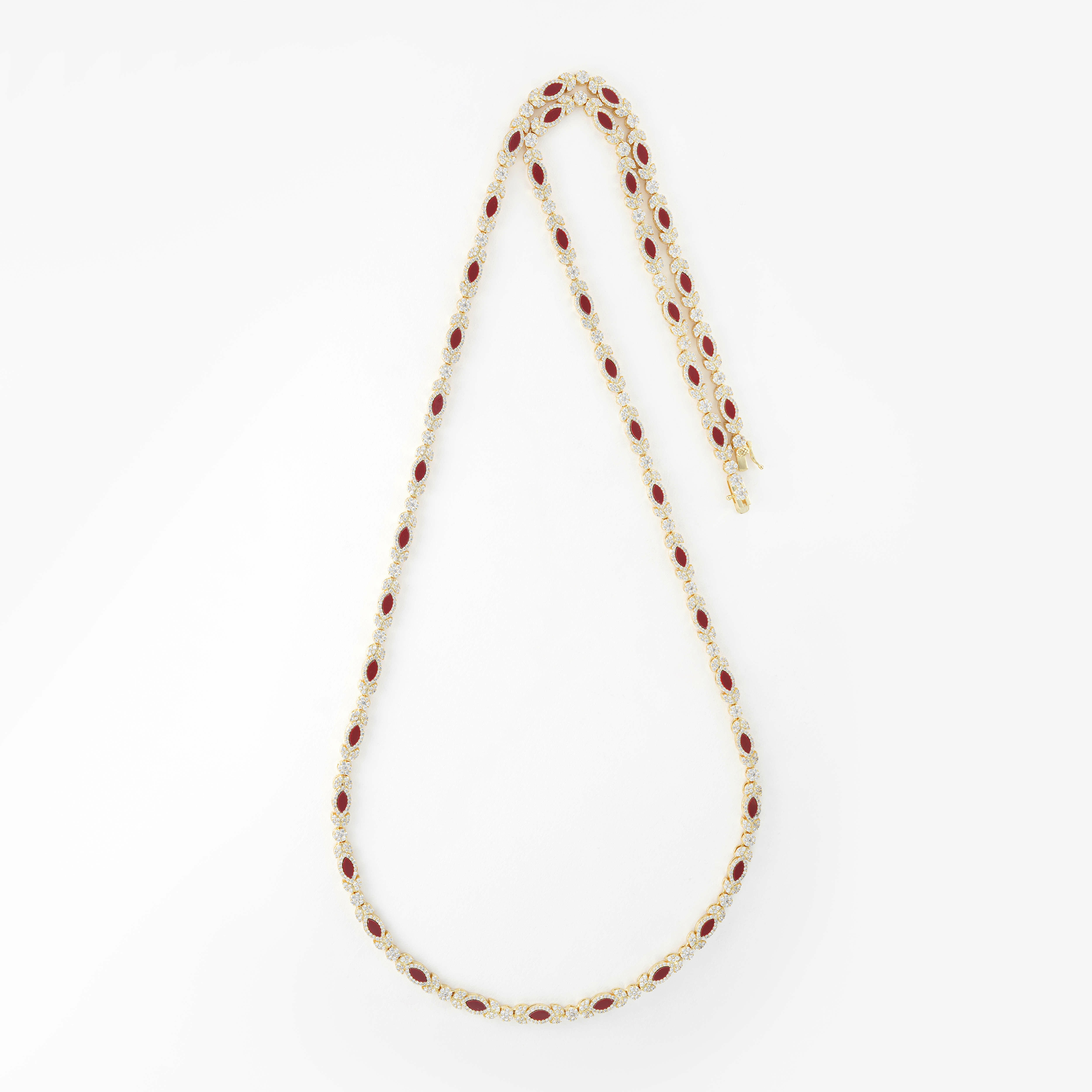 Gold Toned Flora Necklace-Wine Reddish image 0