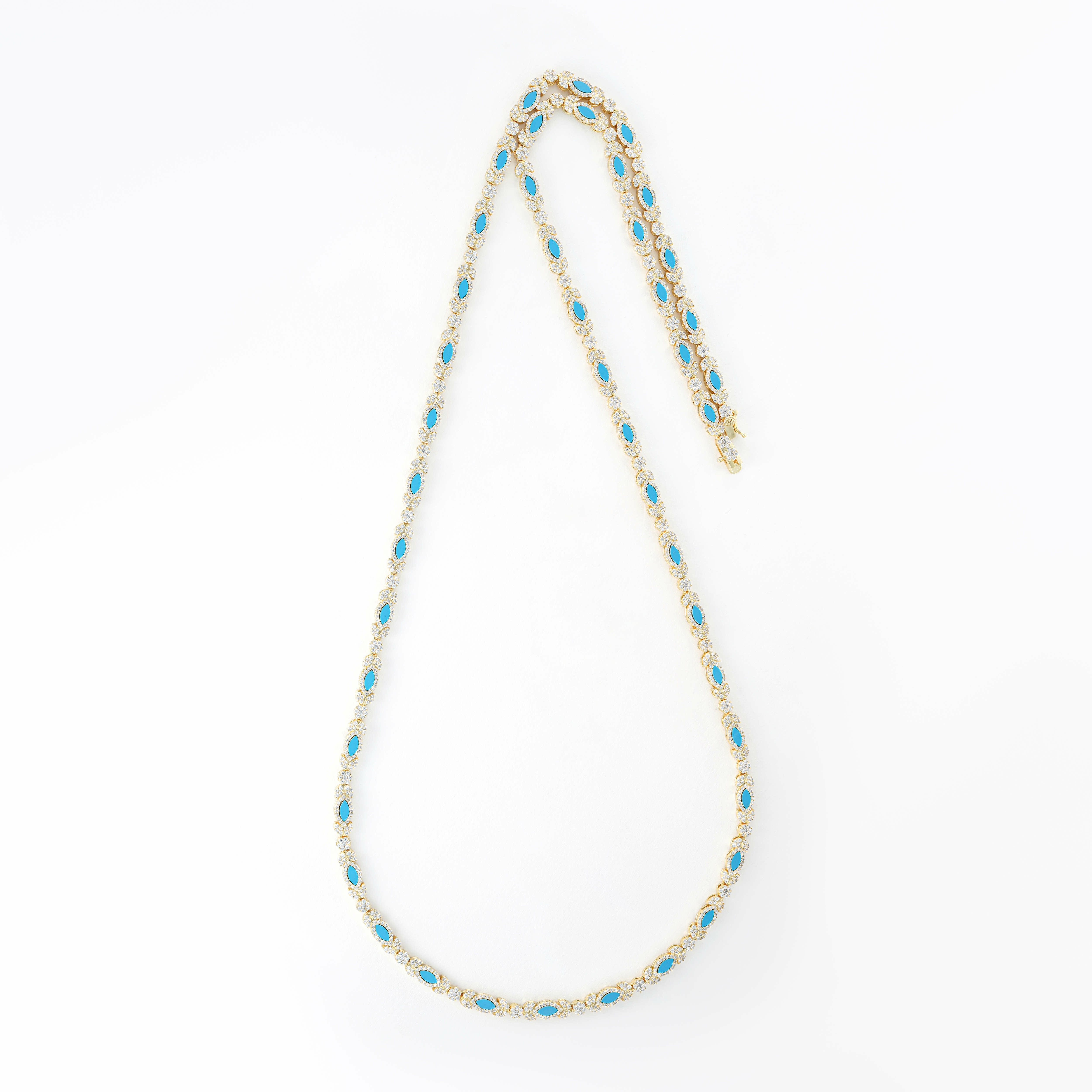 Gold Toned Flora Necklace-Turquoise image 0