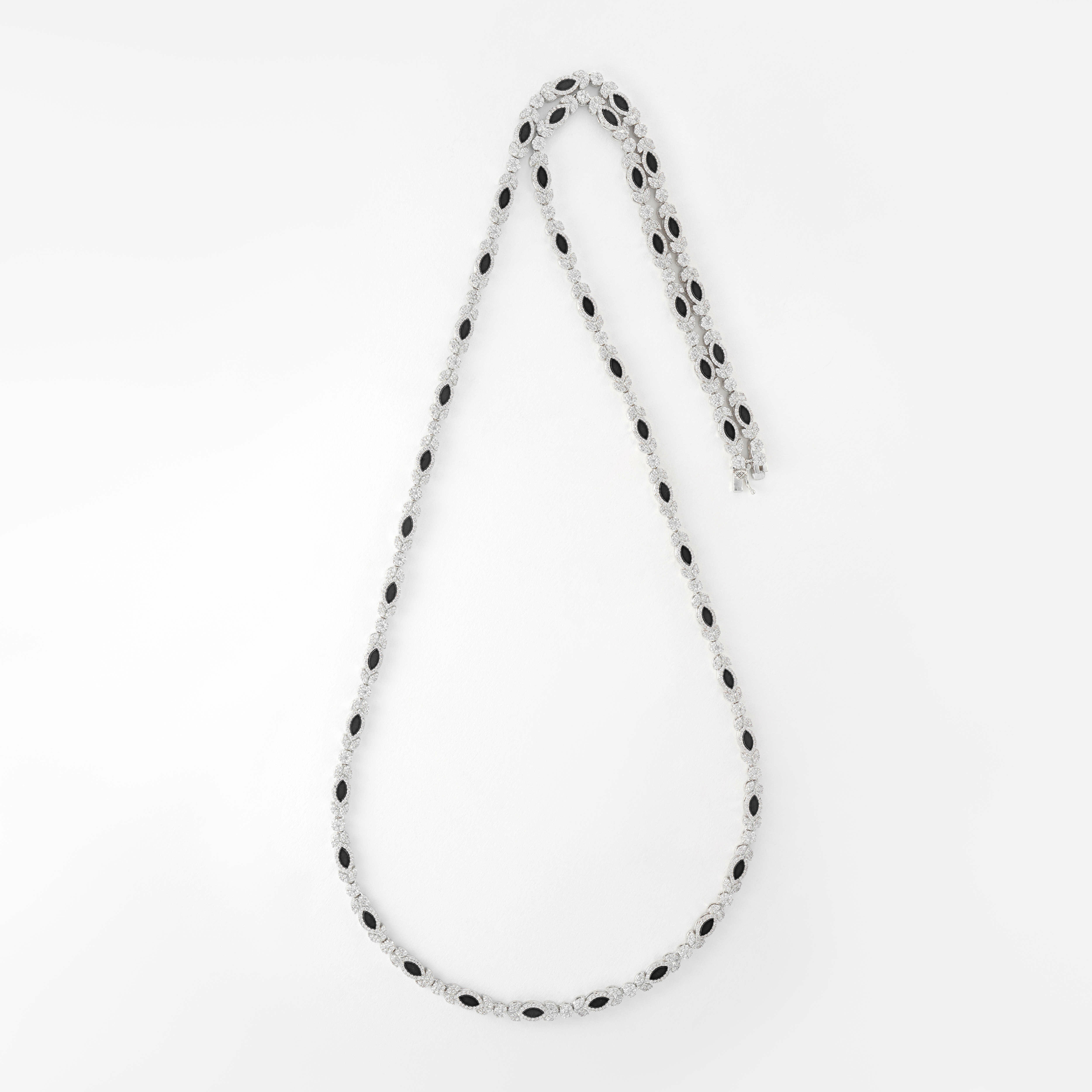 Silver Toned Flora Necklace-Black image 0
