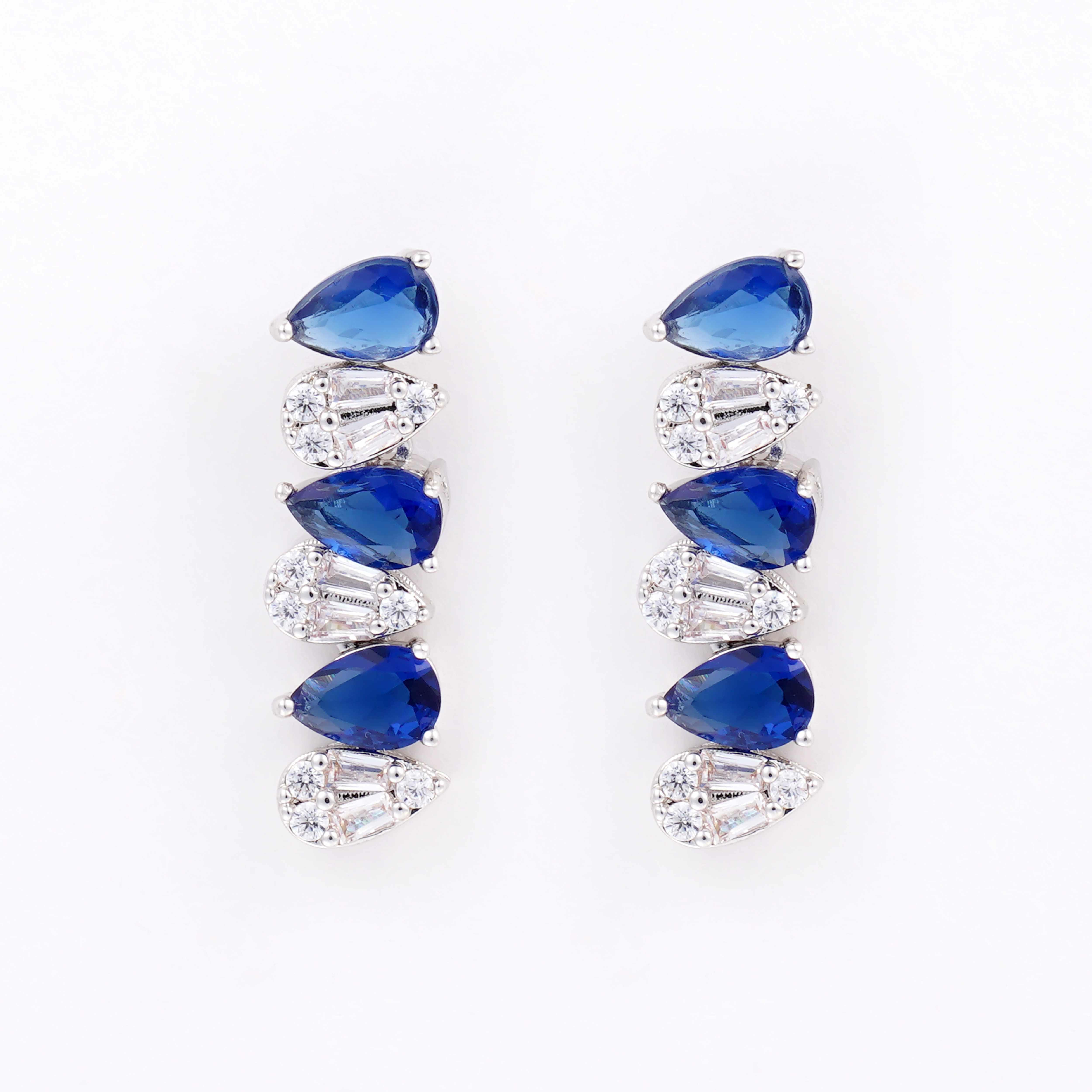 Zircon Necklace Set-silver/blue image 2