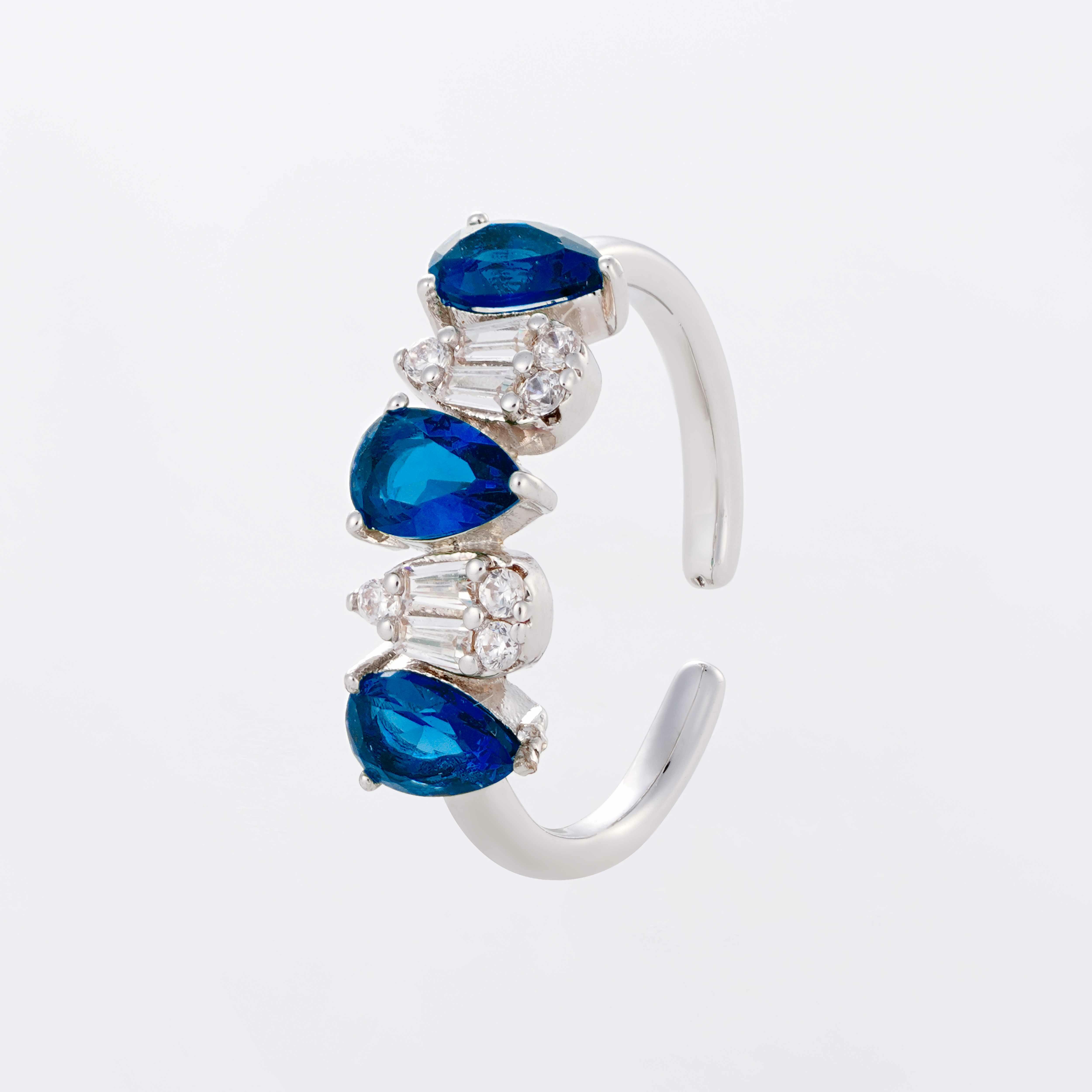Zircon Necklace Set-silver/blue image 3