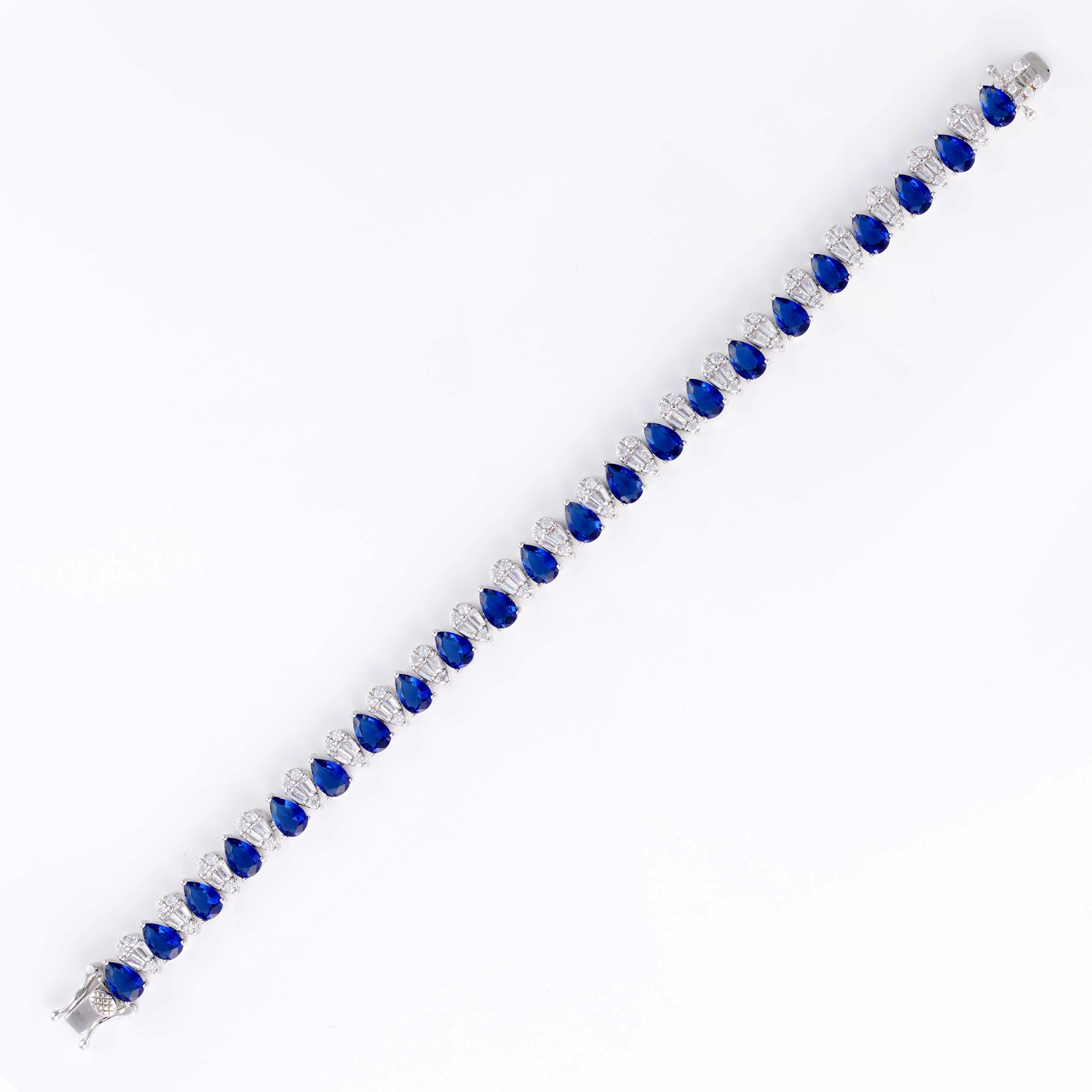 Zircon Necklace Set-silver/blue image 4
