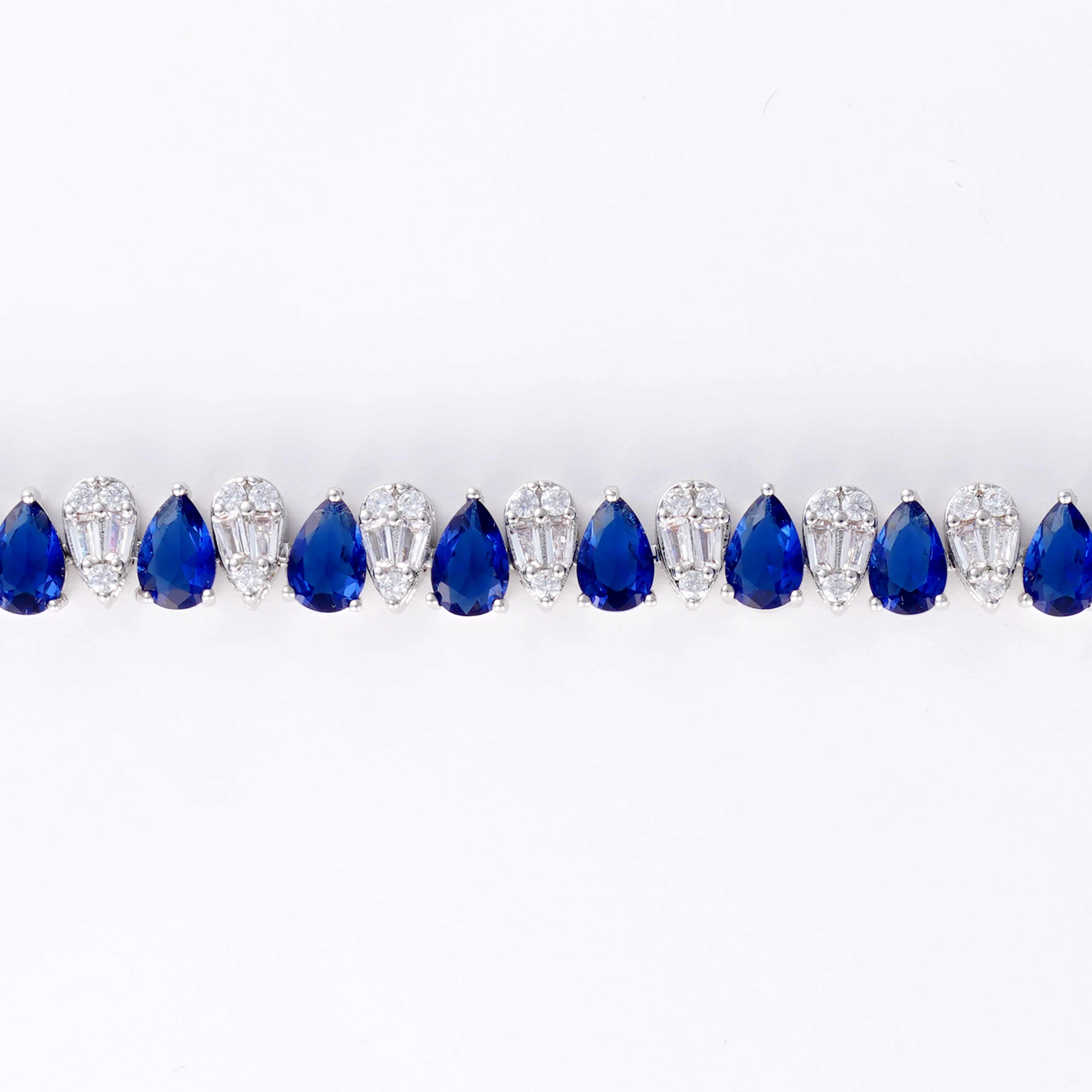 Zircon Necklace Set-silver/blue image 5
