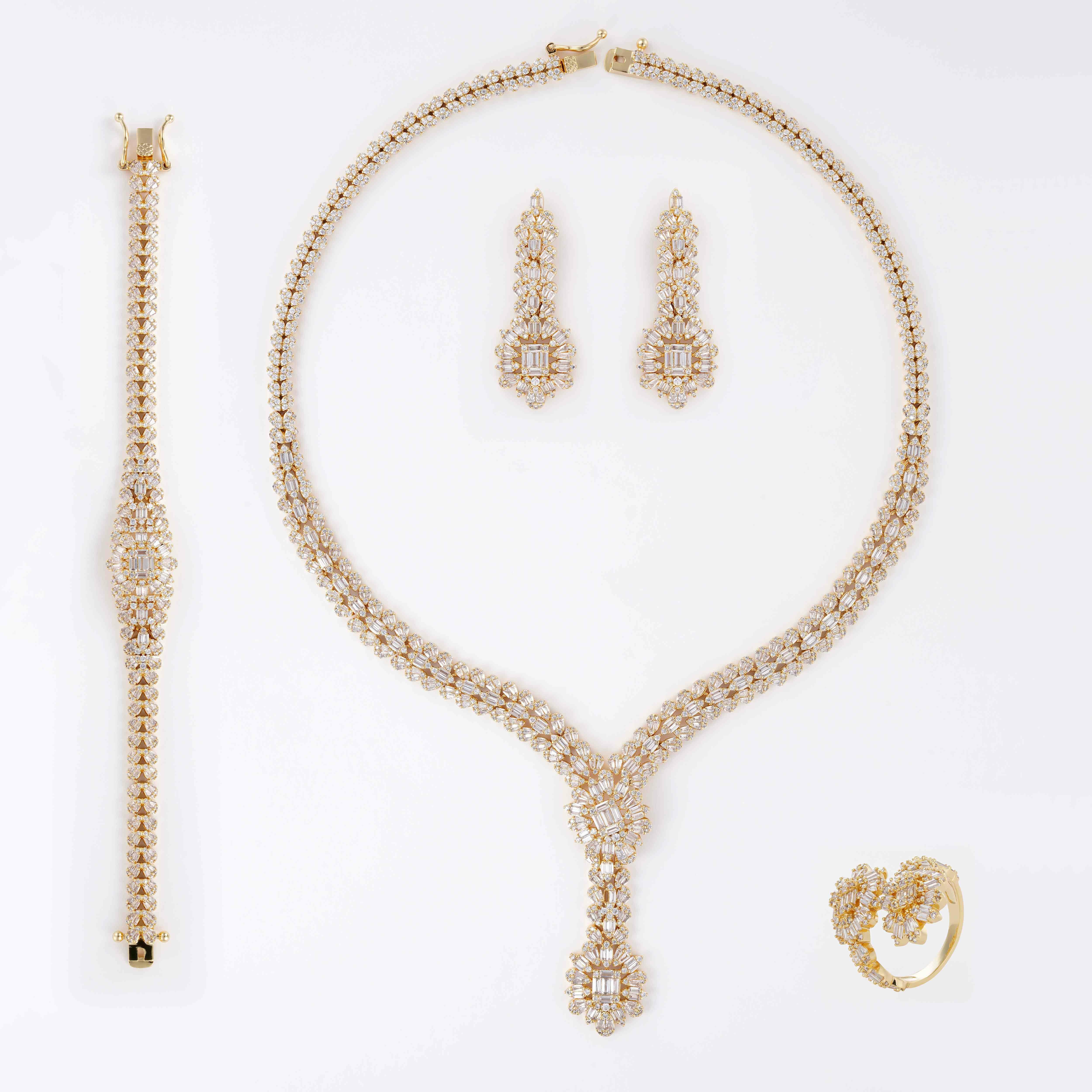 Gold Toned Crystal Necklace Set image 0