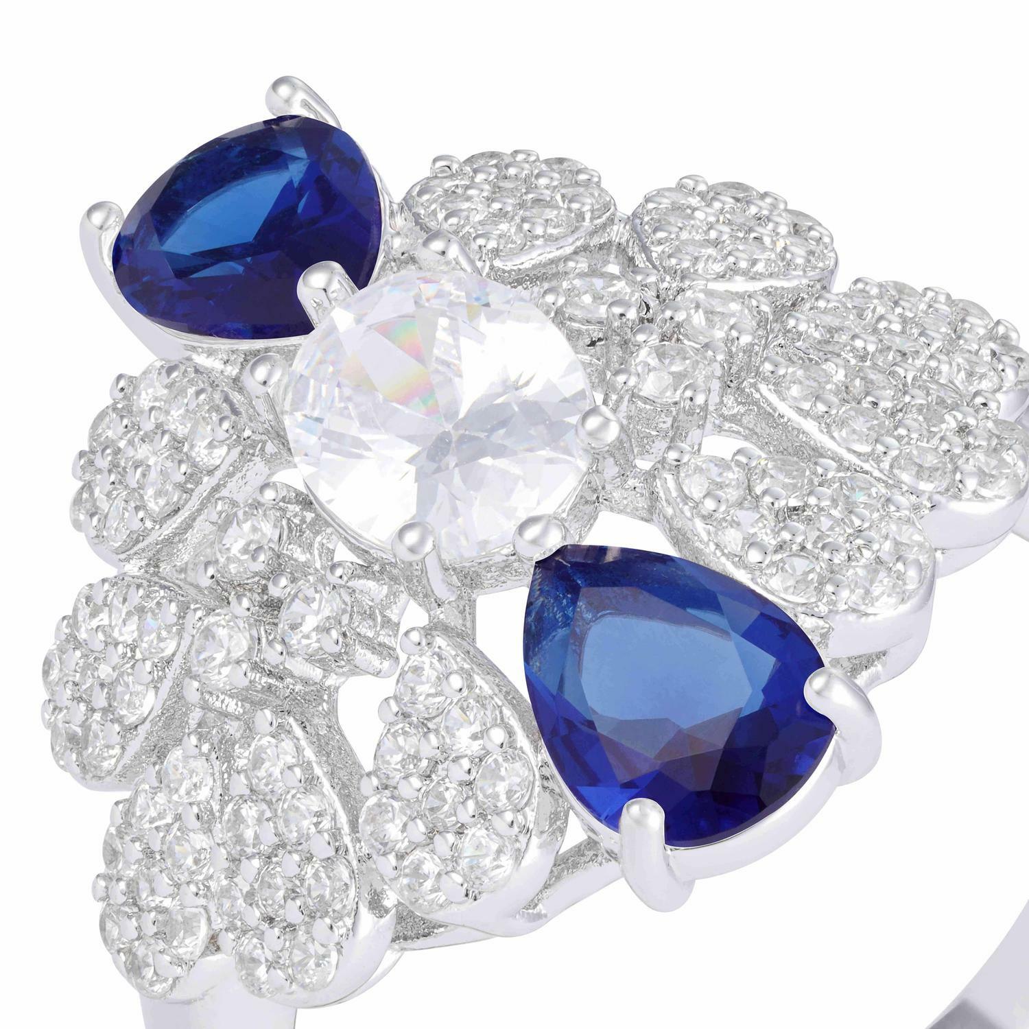 Silver plated Flora Necklace Set-Dark Blue image 3