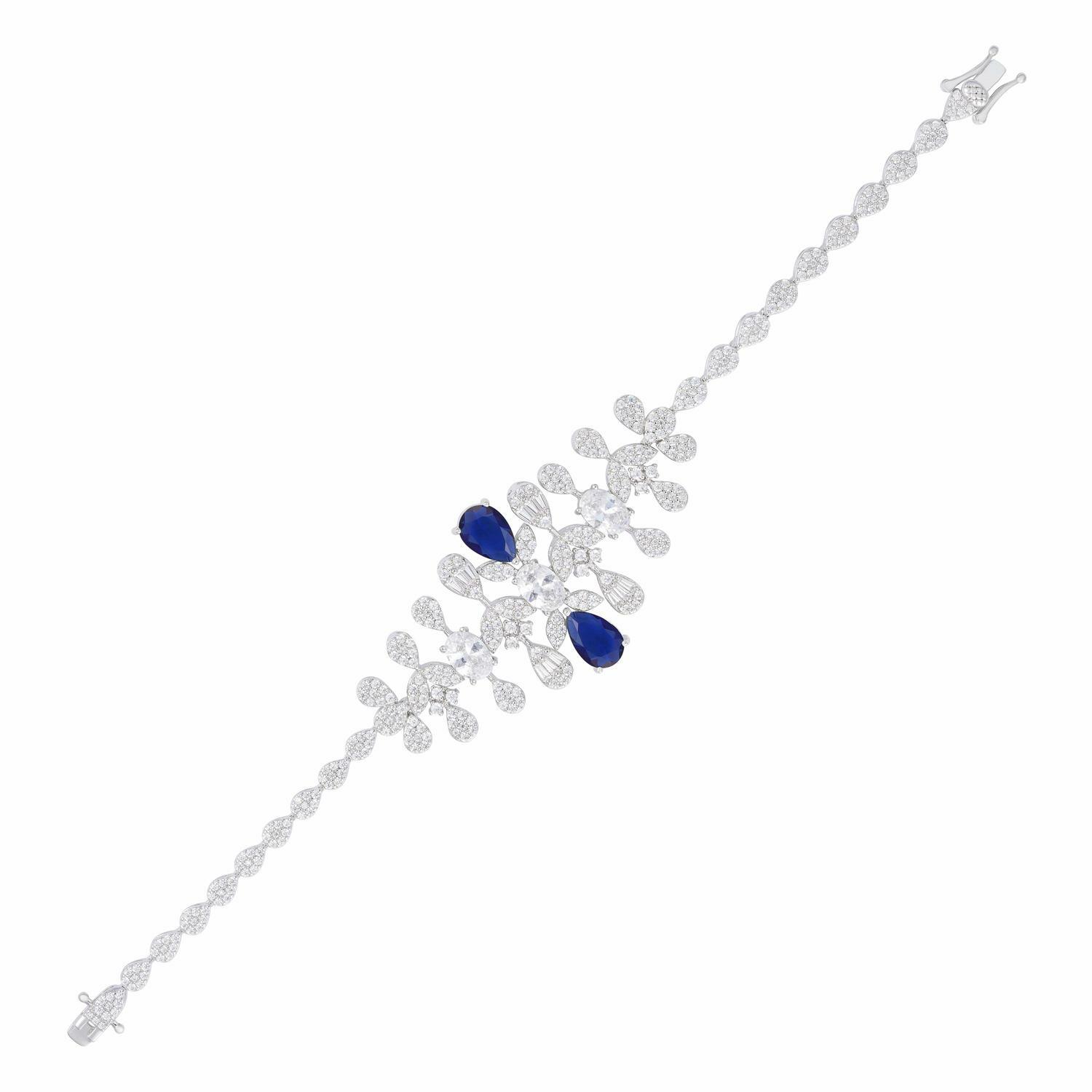 Silver plated Flora Necklace Set-Dark Blue image 4